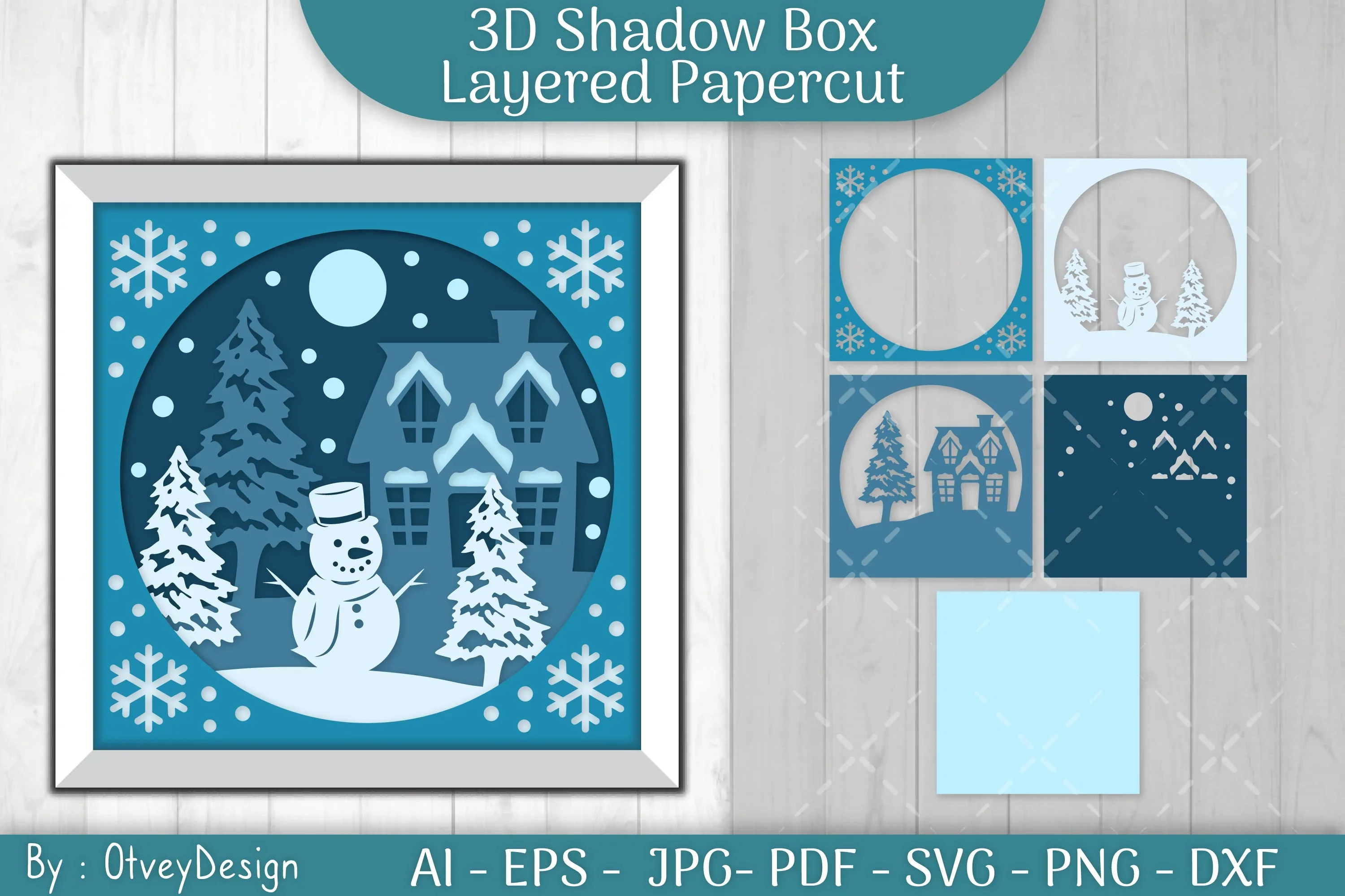 Christmas 3D Shadow Box Layered Papercut SVG Bundle - Image 2