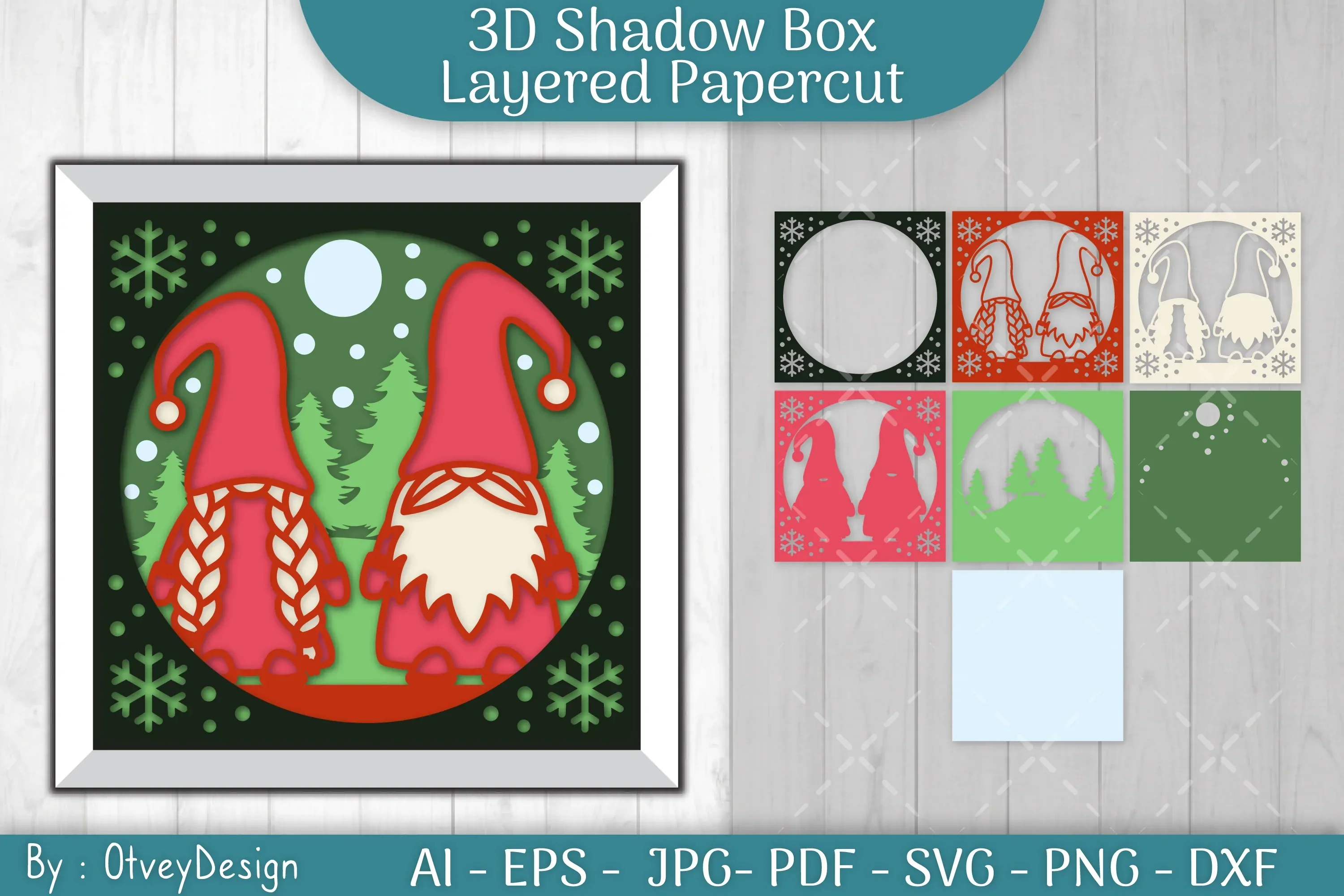 Christmas 3D Shadow Box Layered Papercut SVG Bundle - Image 2