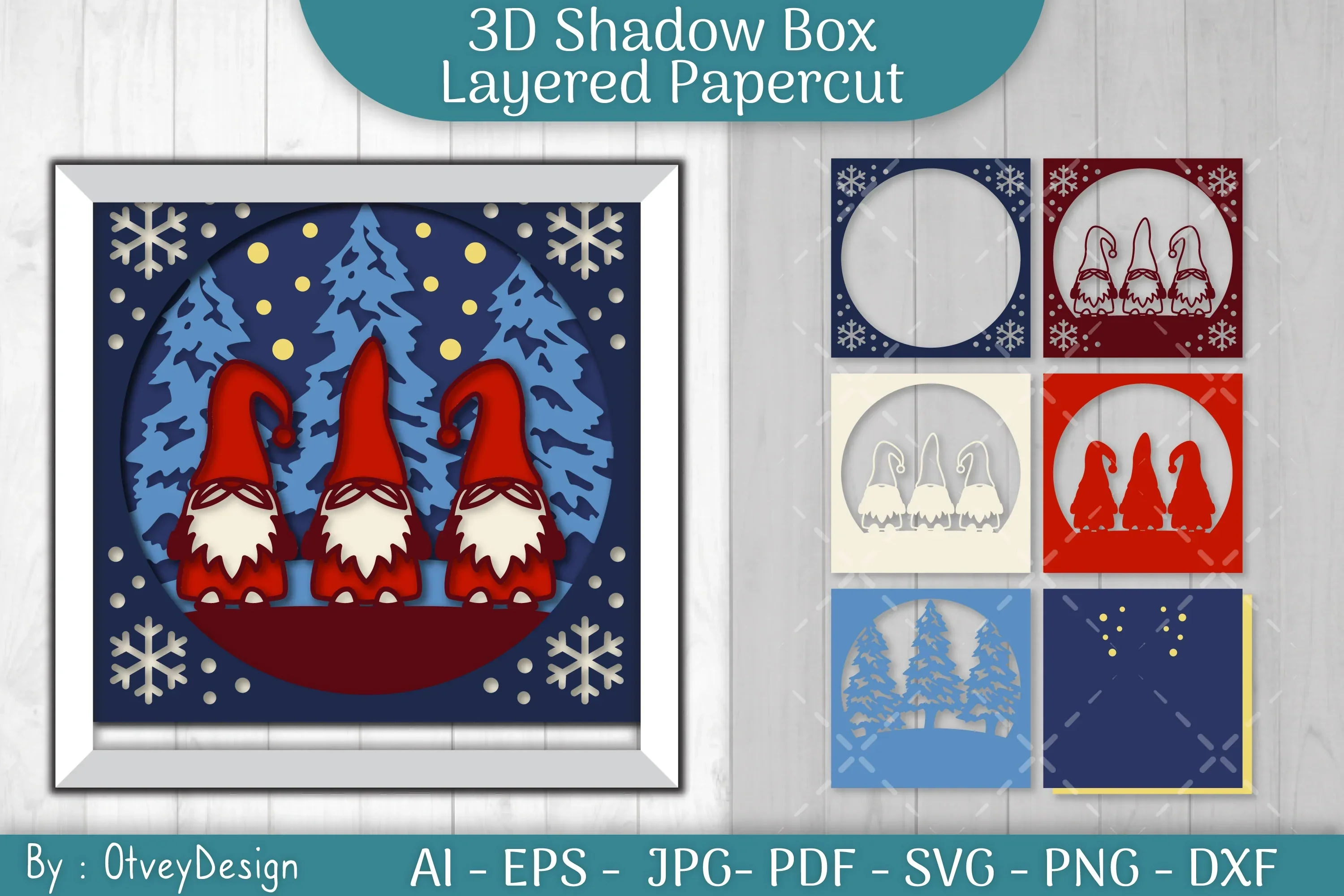 Christmas 3D Shadow Box Layered Papercut SVG Bundle