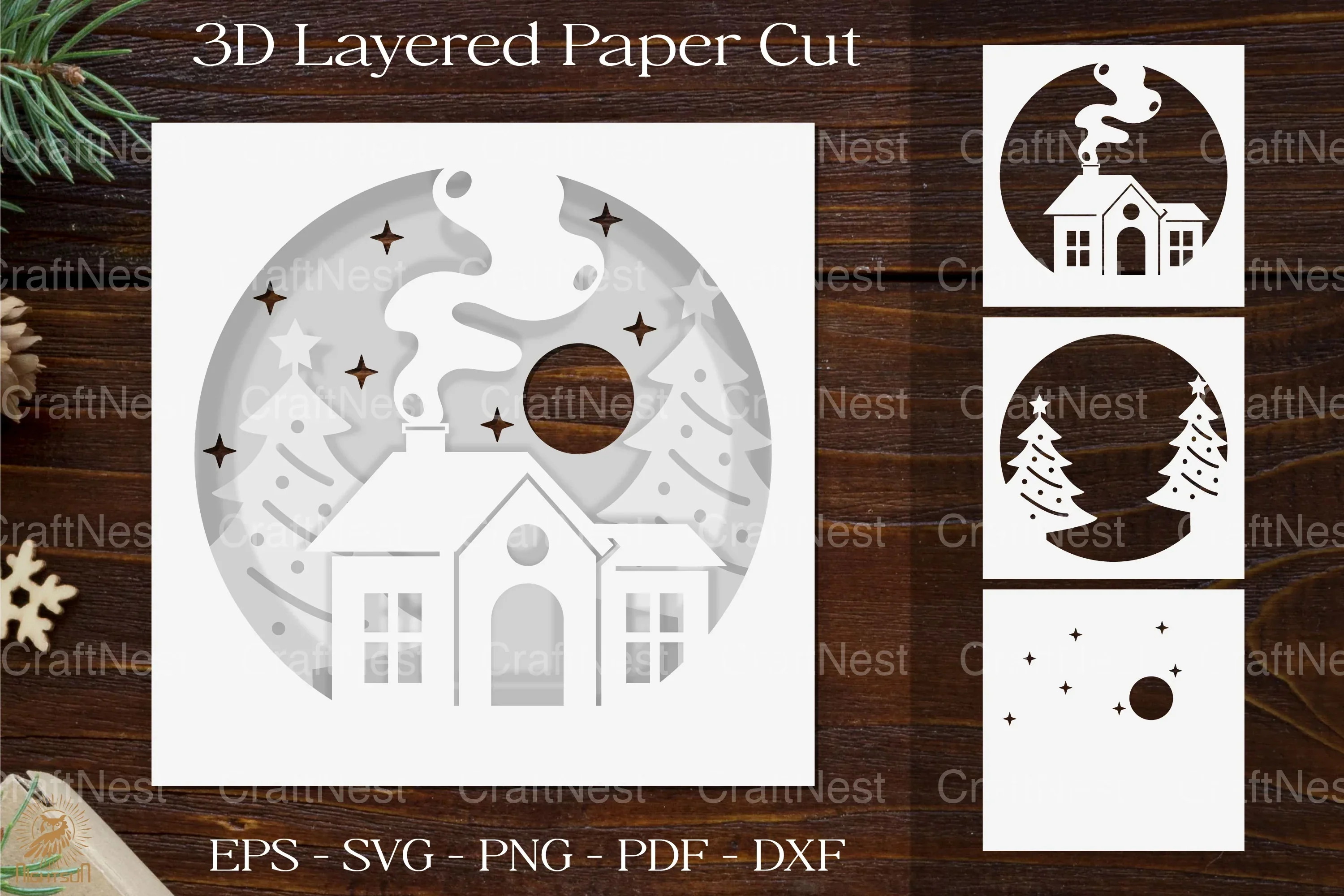 Christmas 3D Shadow Box SVG Bundle for Cricut - Image 3