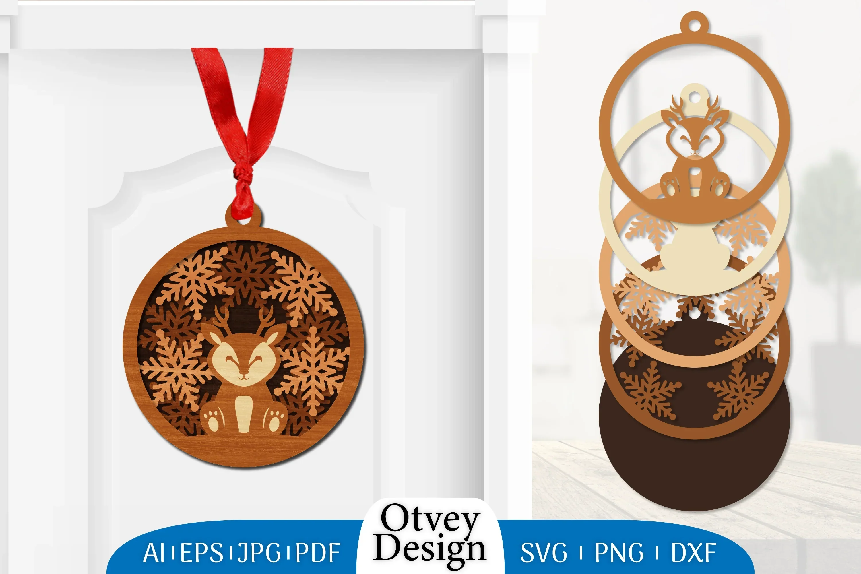 Christmas Animal Ornaments Laser Cut SVG Bundle