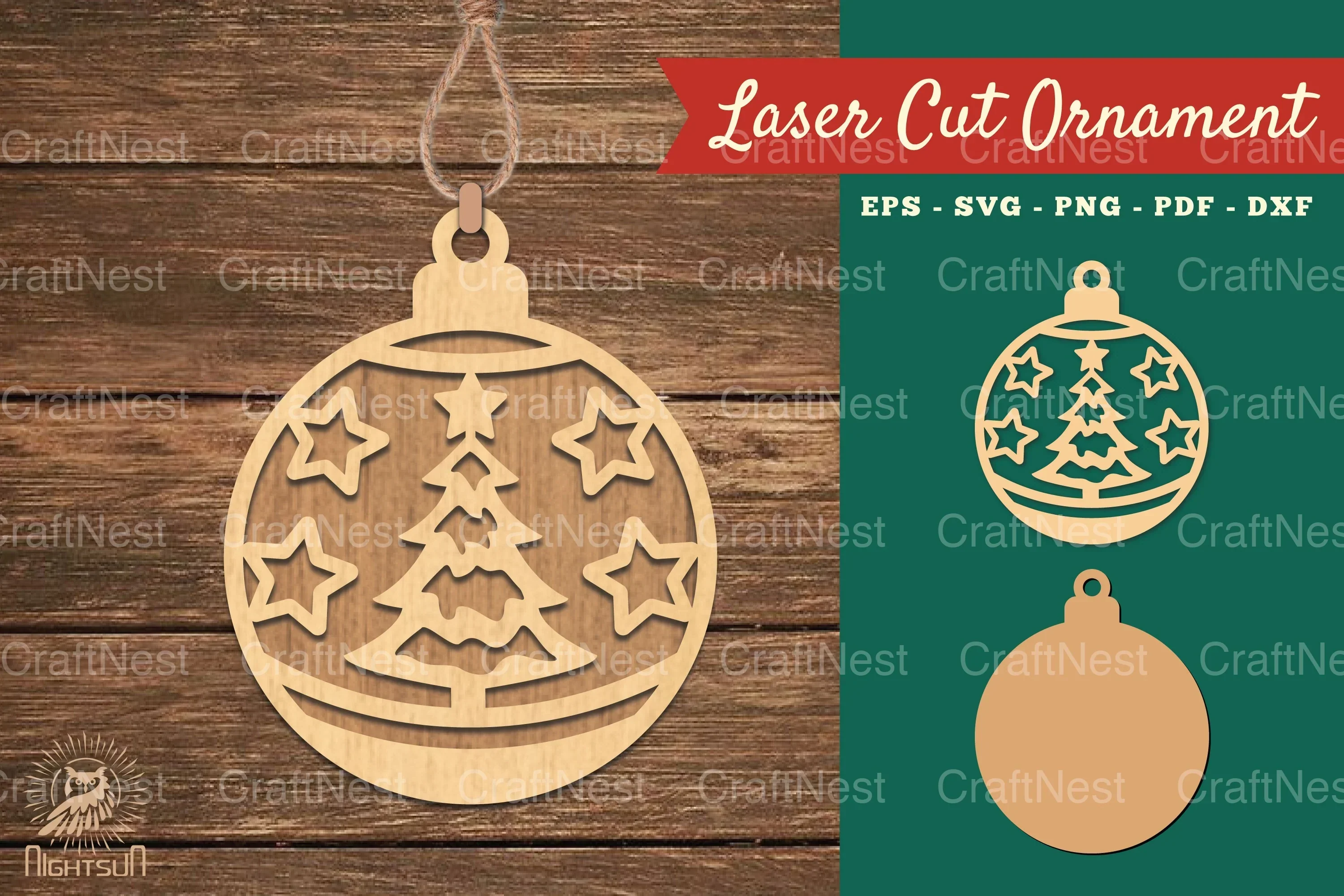 Christmas Ball Laser Cut Ornament Clipart Bundle