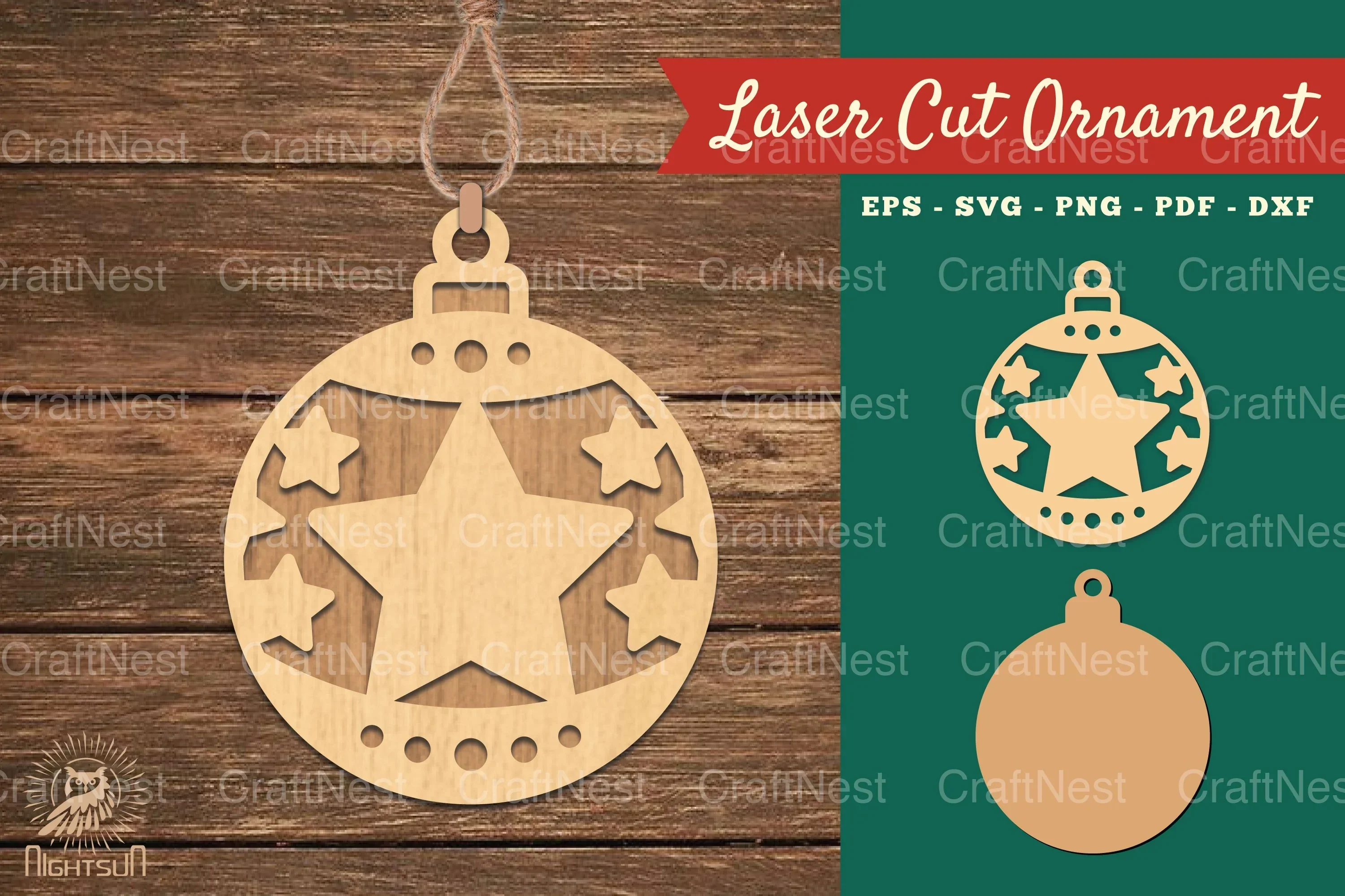 Christmas Ball Laser Cut Ornament Clipart Bundle