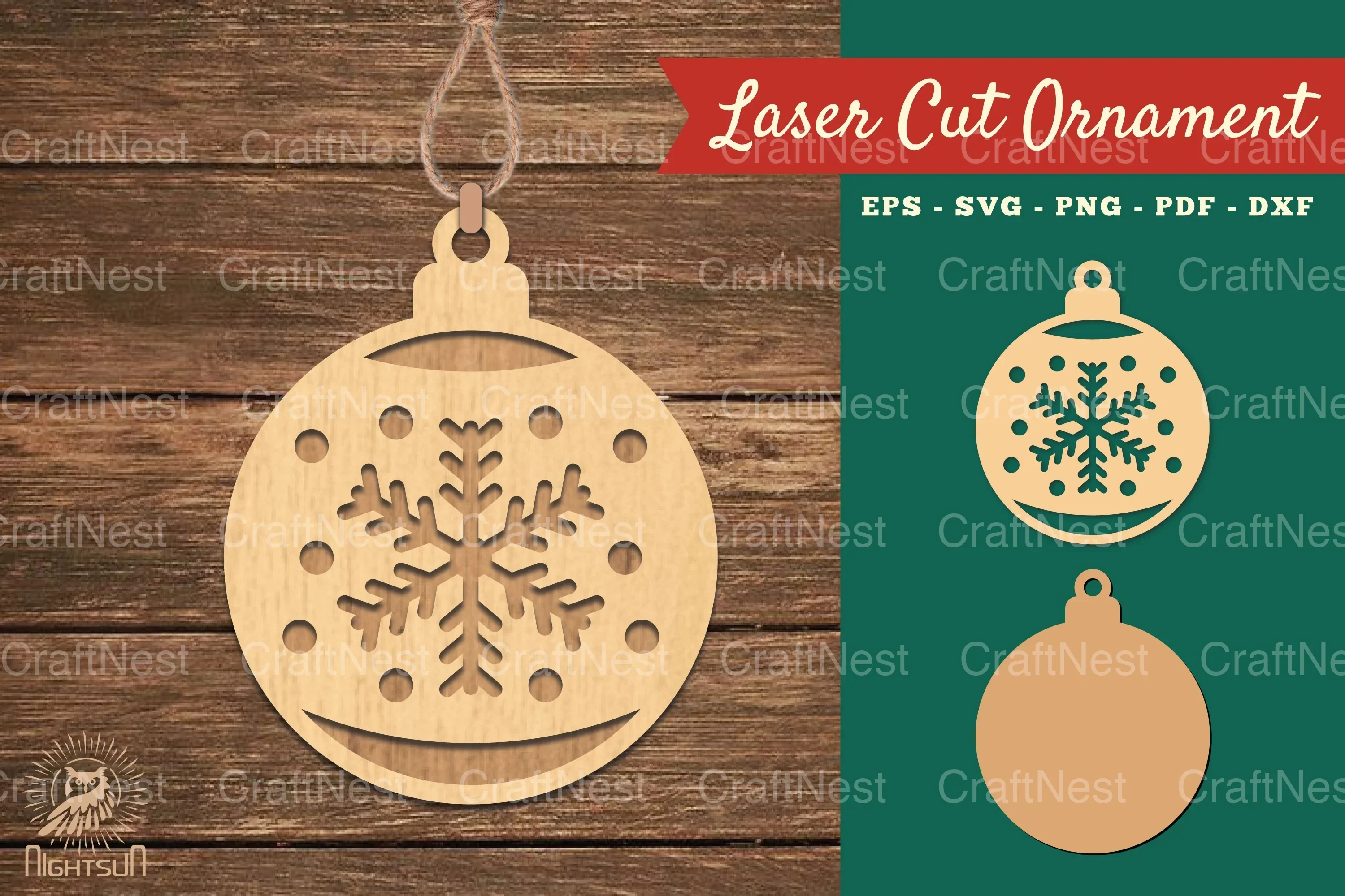 Christmas Ball Laser Cut Ornament Clipart Bundle