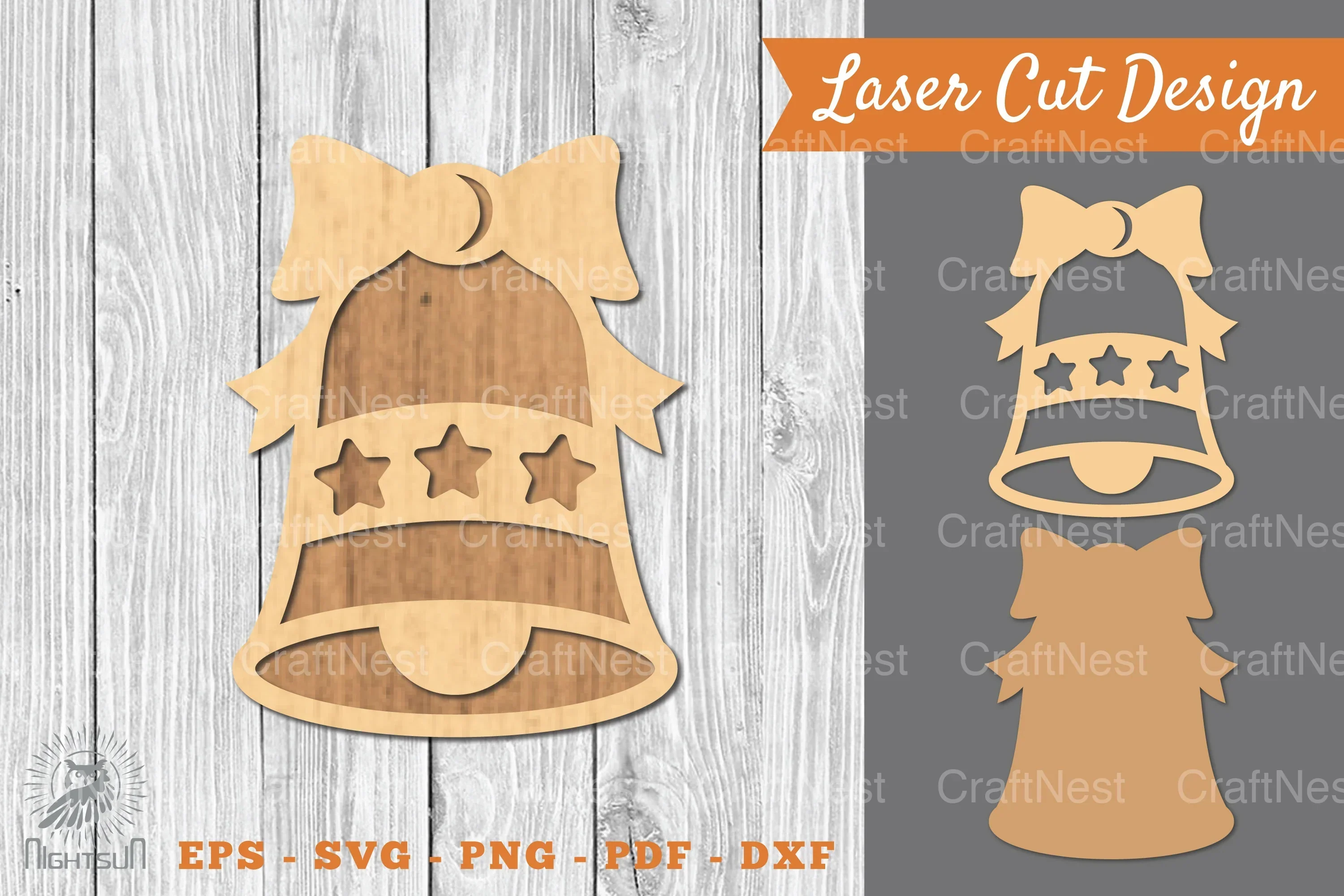 Christmas Bell Laser Cut Decoration Clipart Bundle