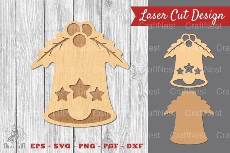 Christmas Bell Laser Cut Decoration Clipart Bundle