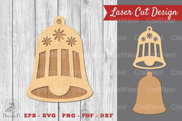 Christmas Bell Laser Cut Decoration Clipart Bundle