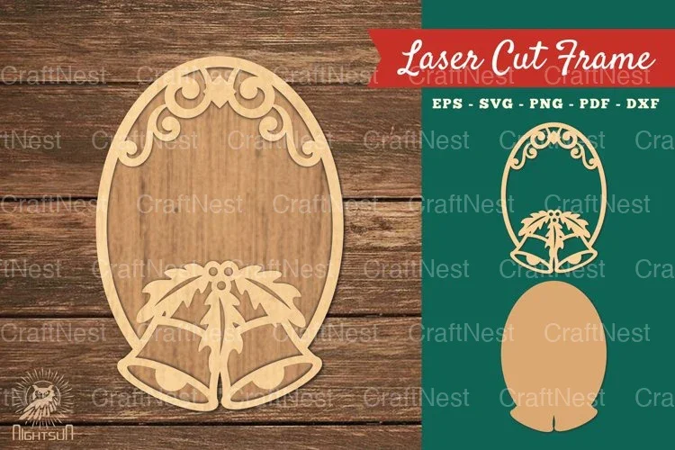 Christmas Bell Laser Cut Frame Clipart Bundle