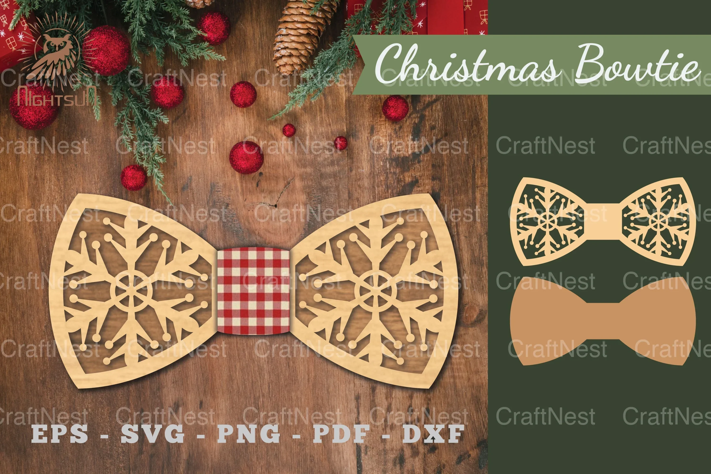 Christmas Bowtie Laser Cut Clipart Bundle