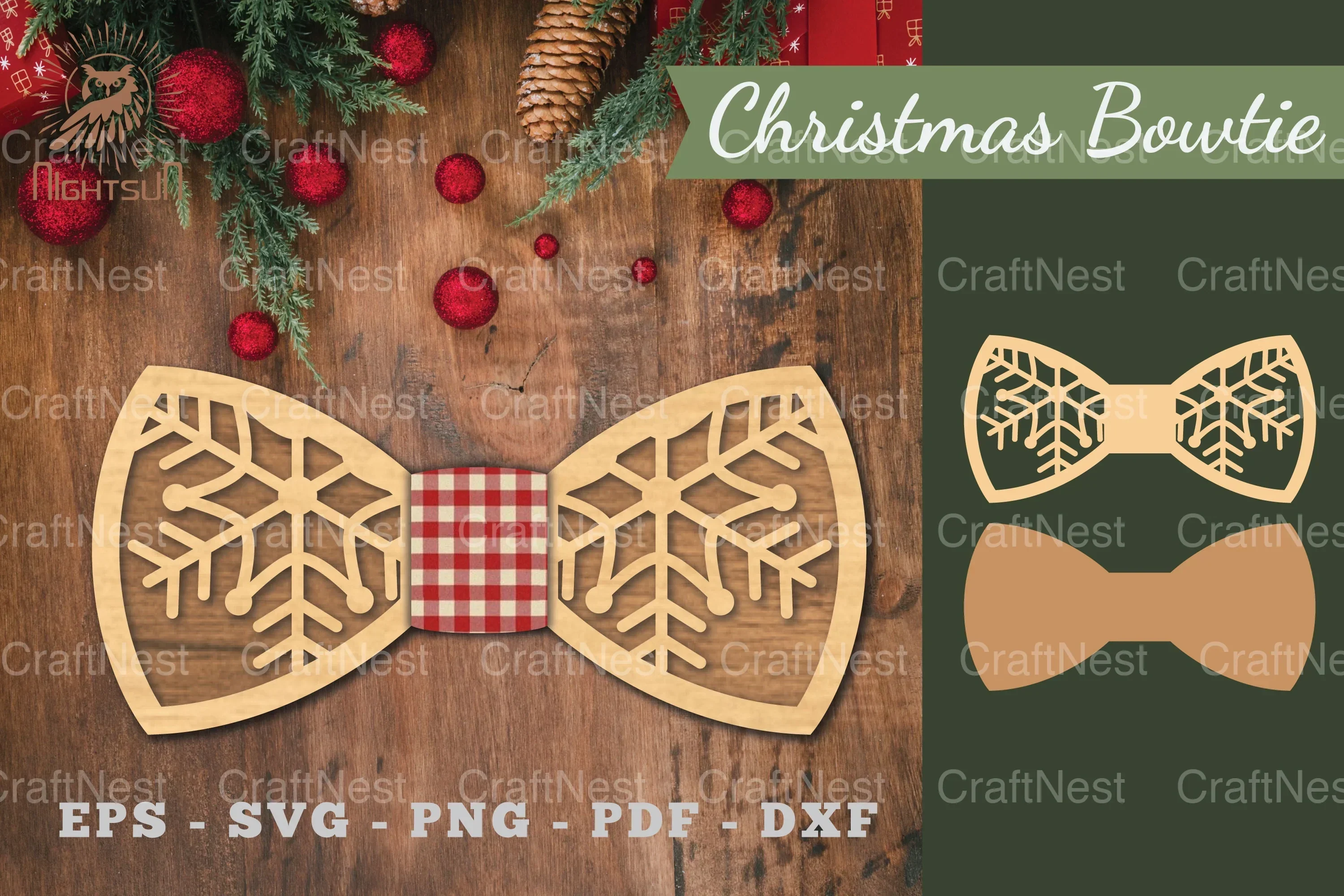 Christmas Bowtie Laser Cut Clipart Bundle