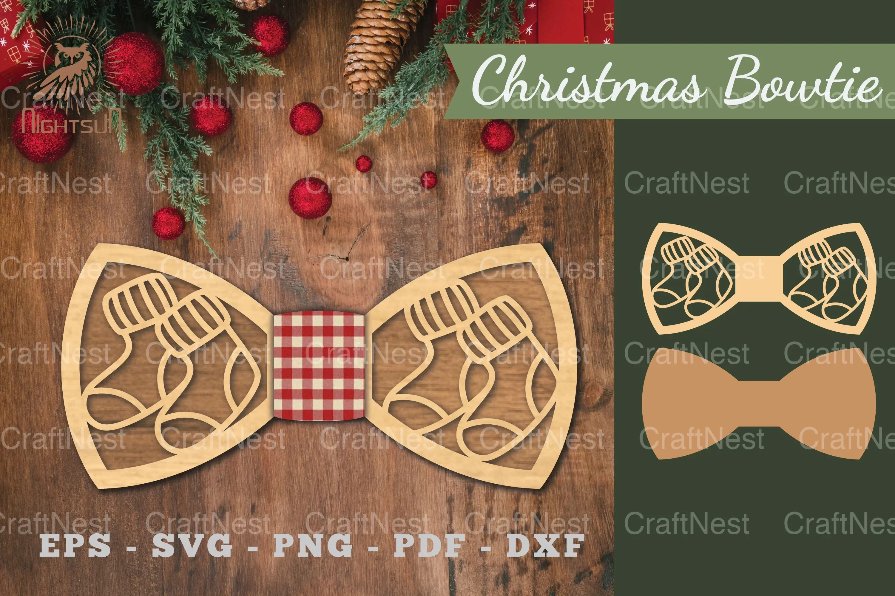 Christmas Bowtie Laser Cut Clipart Bundle