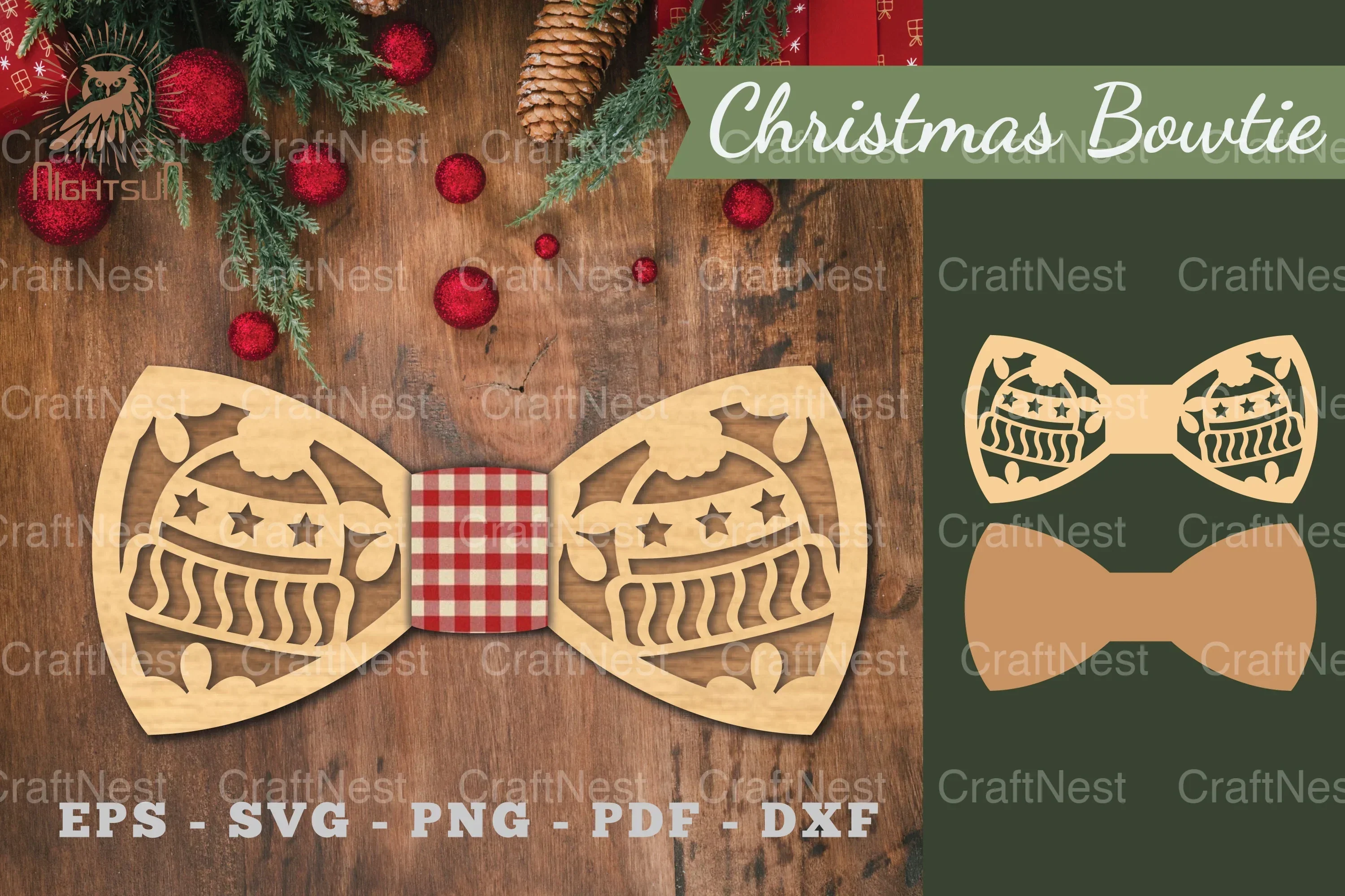 Christmas Bowtie Laser Cut Clipart Bundle