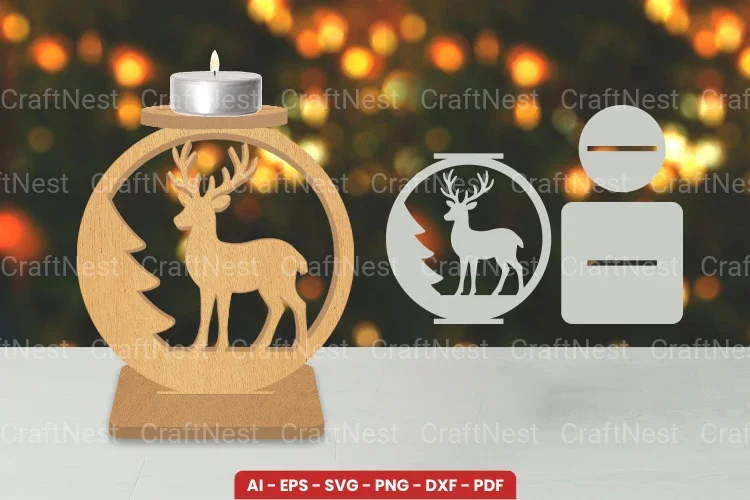 Christmas Candle Holder Laser Cut Bundle