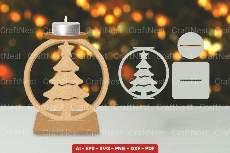 Christmas Candle Holder Laser Cut SVG Bundle