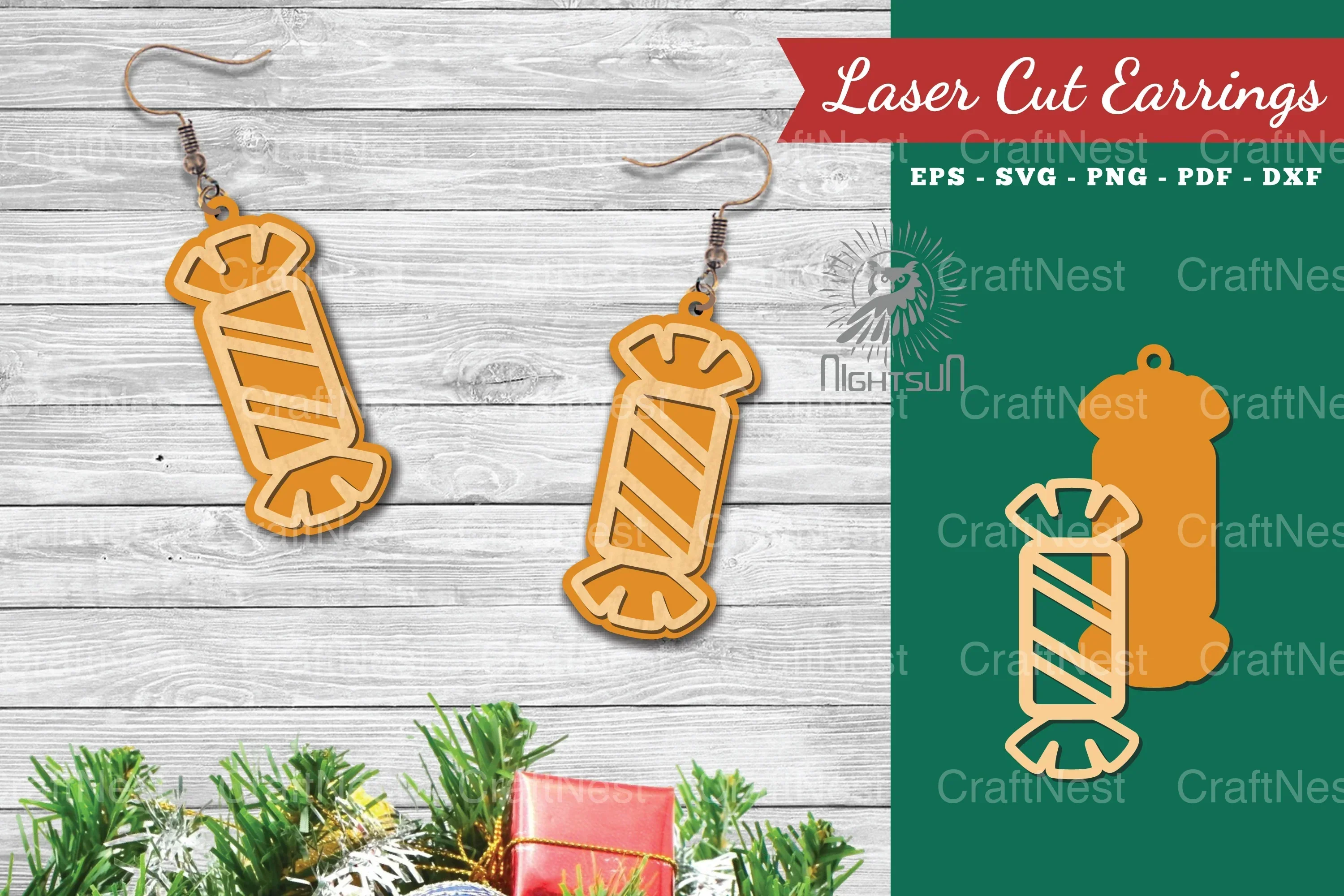 Christmas Candy Laser Cut Earrings SVG Bundle