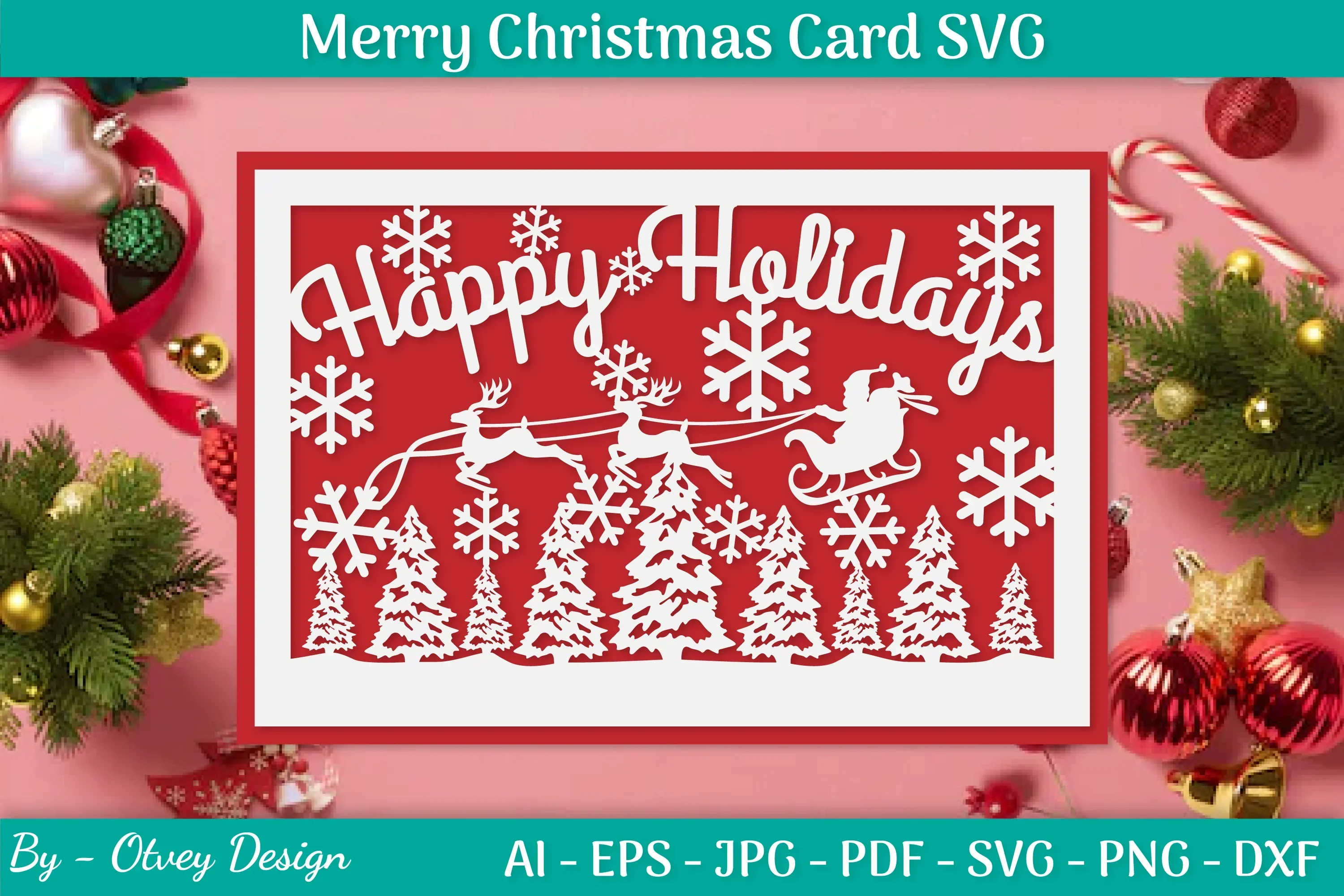 Christmas Card Papercut SVG Bundle