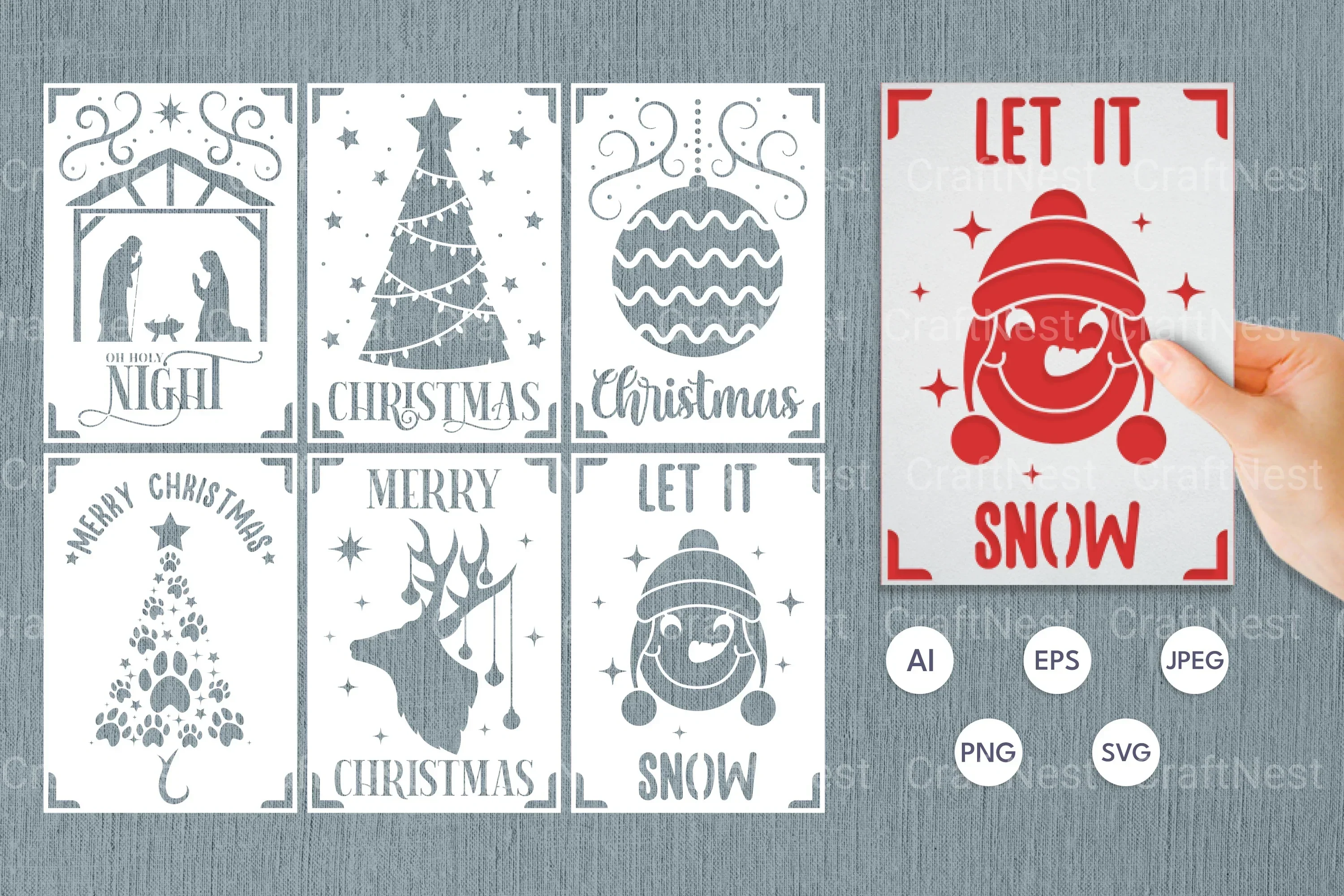 Christmas Card Papercut SVG Bundle