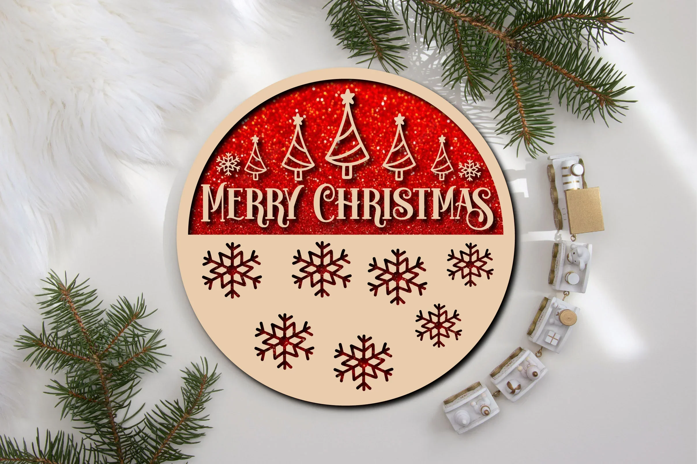 Christmas Cardinal Bird Sign Laser Cut Bundle - Image 6