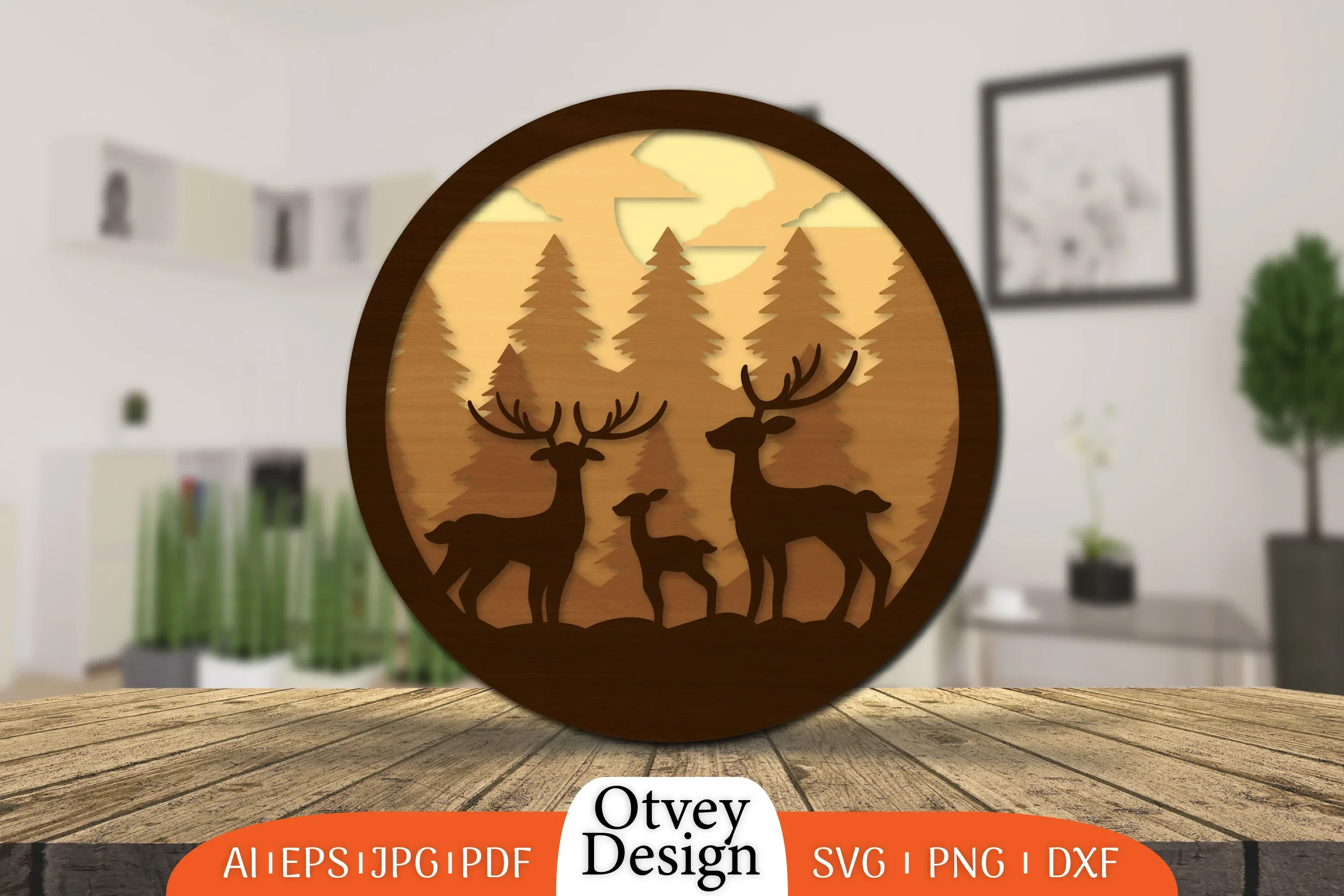 Christmas Deer 3D Layered Lasercut SVG Bundle
