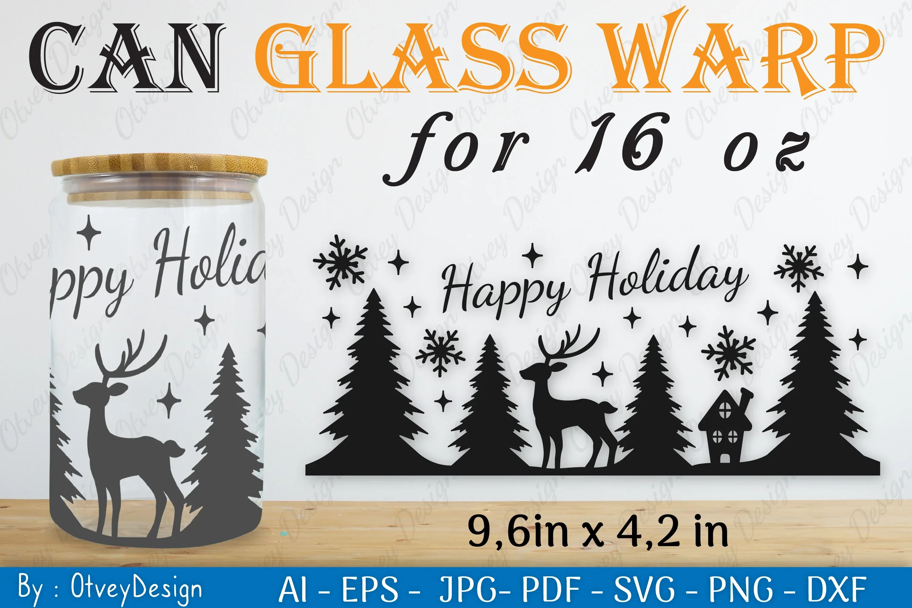 Christmas Deer Can Glass 16 OZ SVG Bundle
