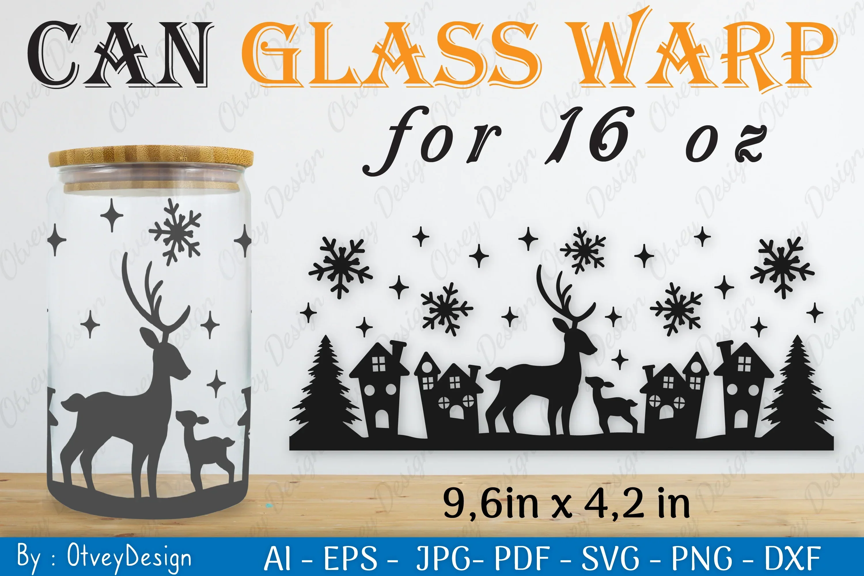 Christmas Deer Can Glass 16 OZ SVG Bundle