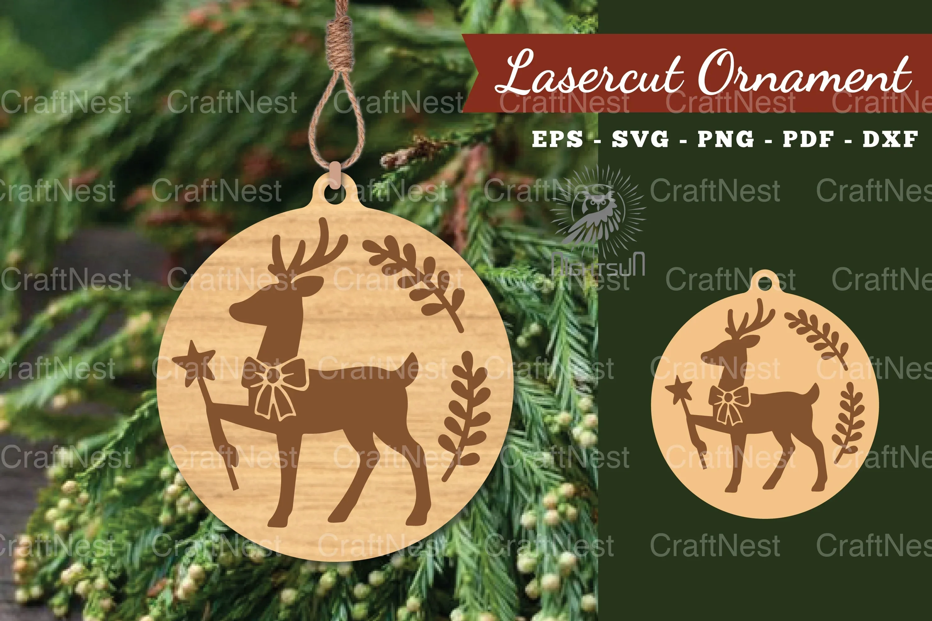 Christmas Deer Laser Cut Ornament Bundle