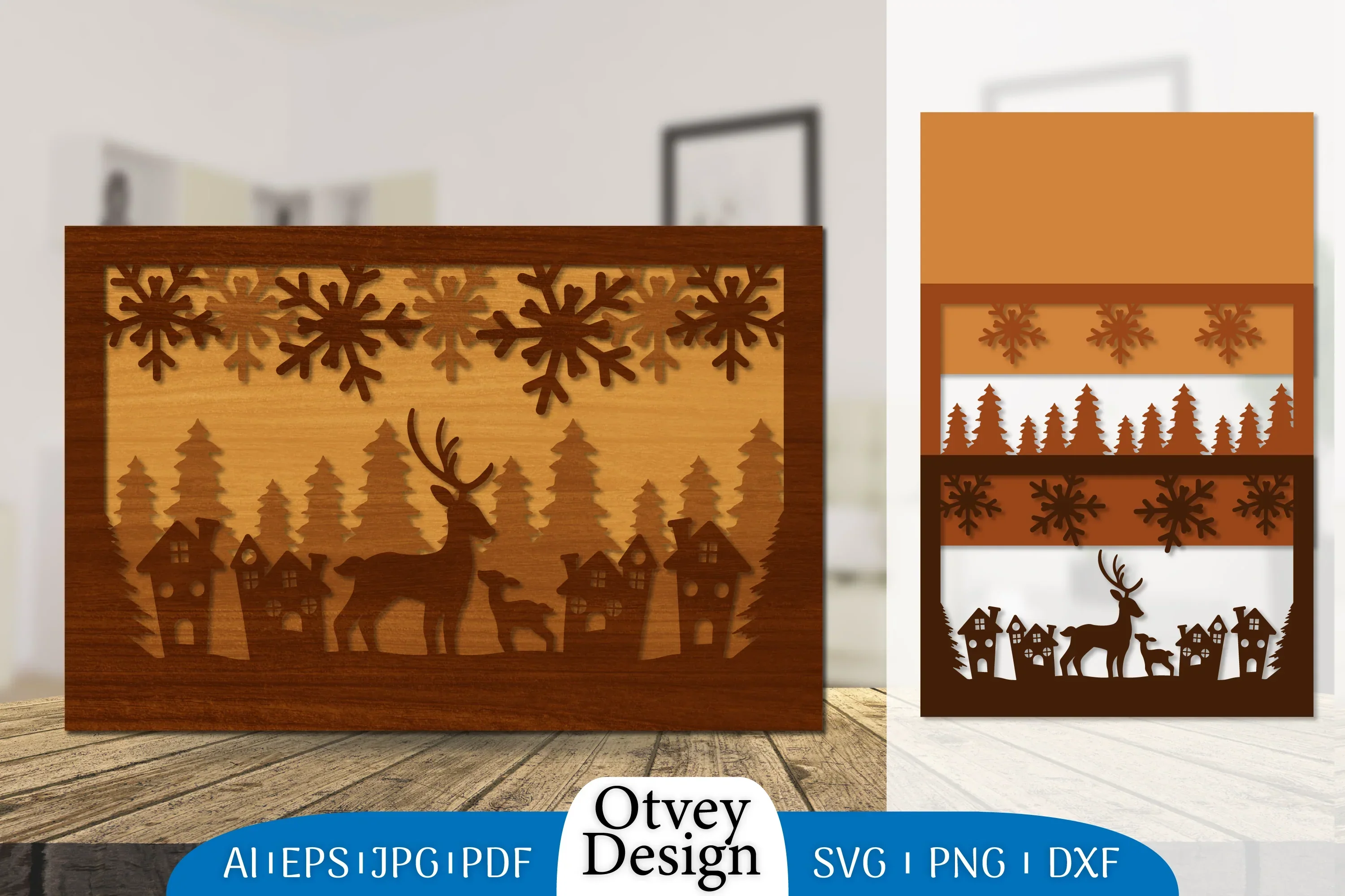 Christmas Deer Layered Lasercut SVG Bundle