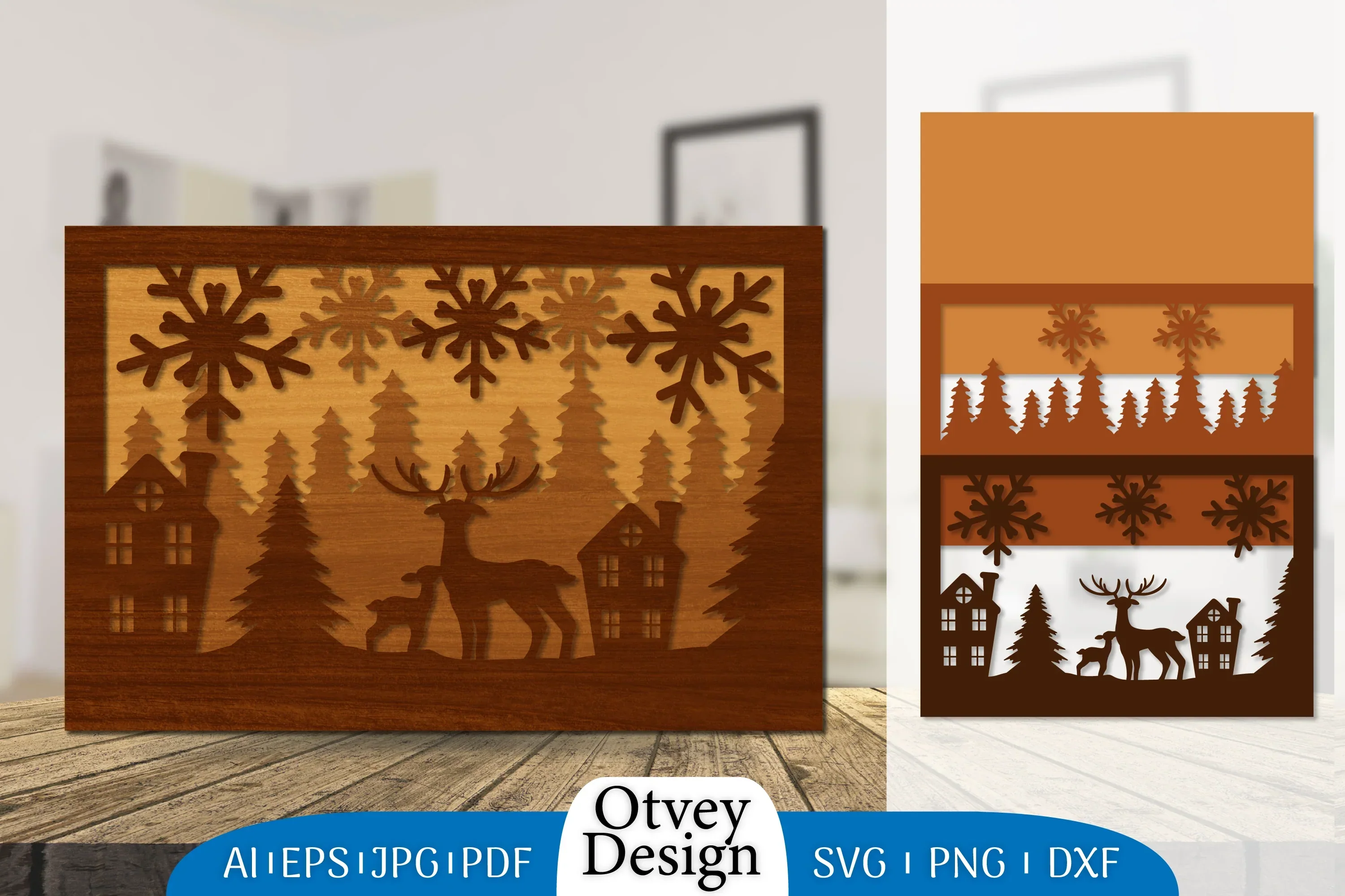 Christmas Deer Layered Lasercut SVG Bundle
