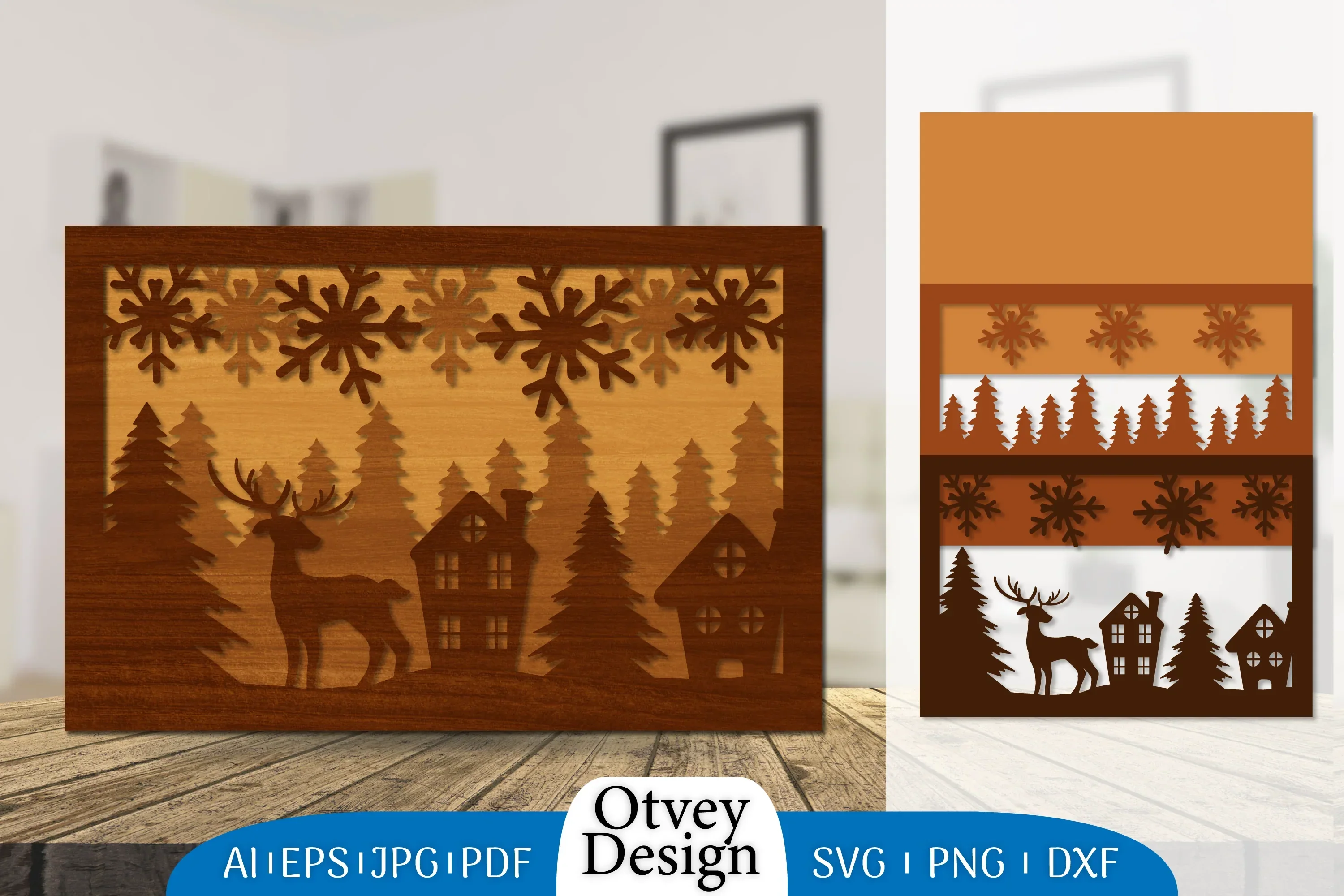 Christmas Deer Layered Lasercut SVG Bundle