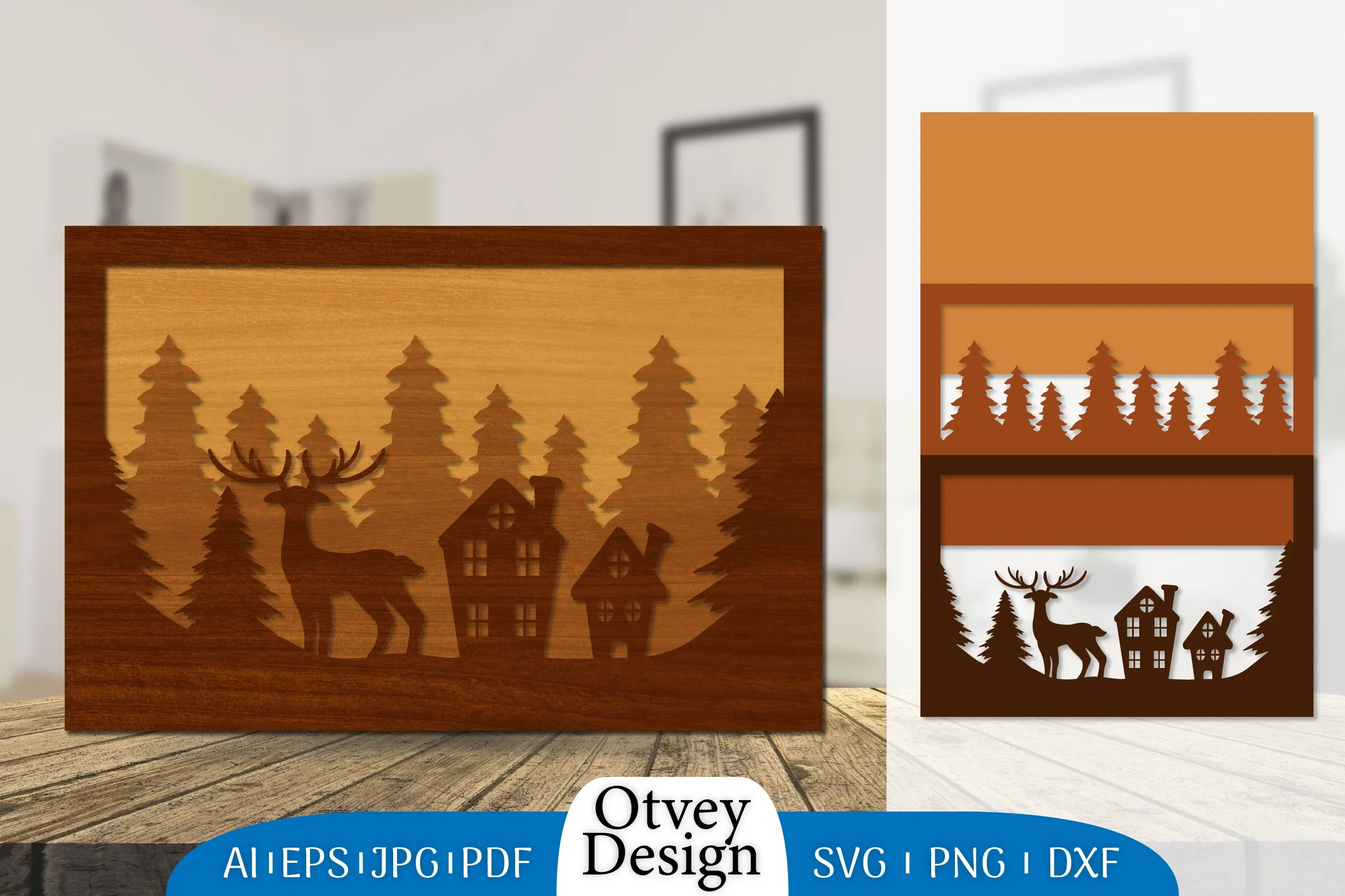 Christmas Deer Layered Lasercut SVG Bundle