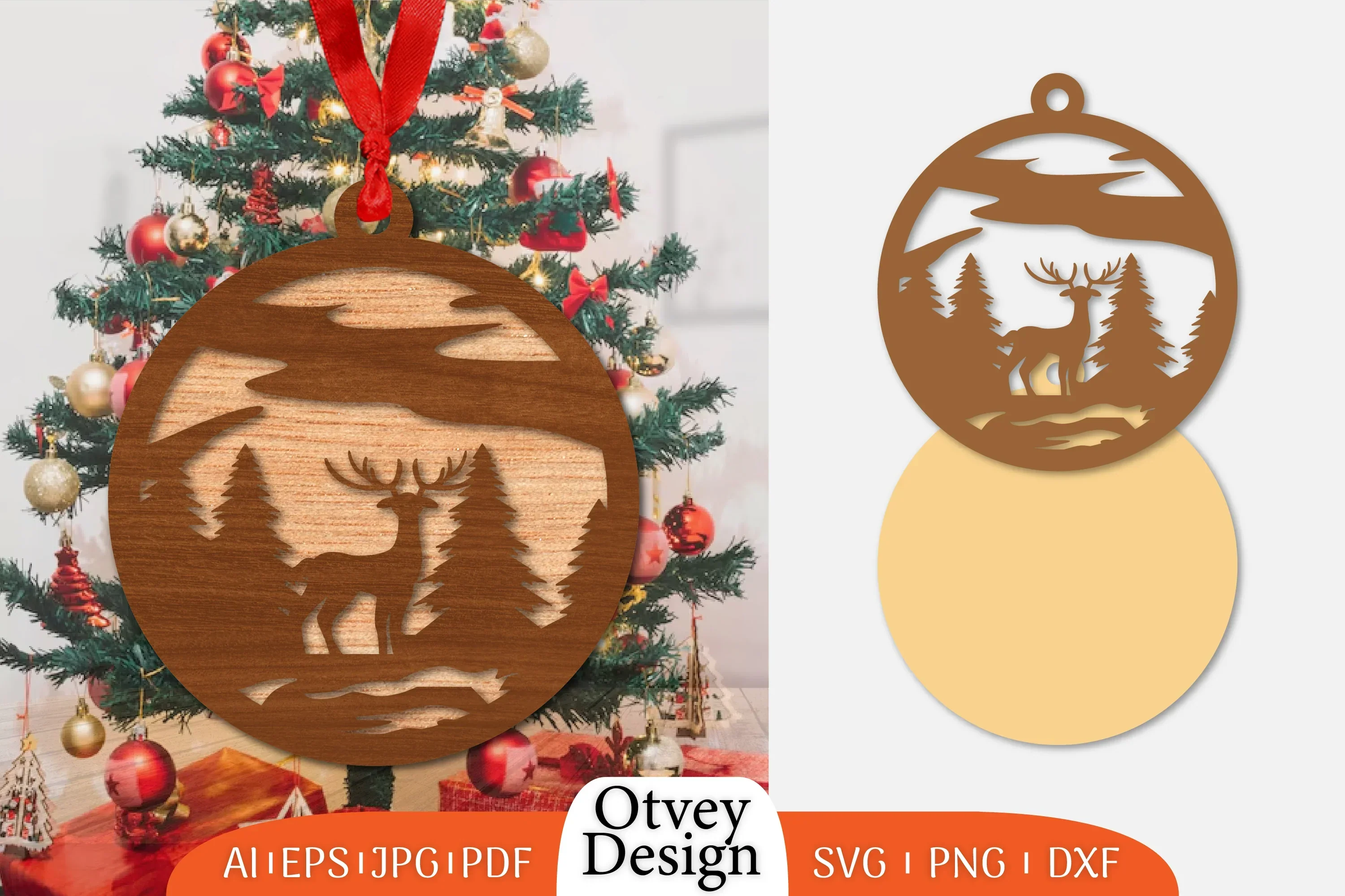 Christmas Deer Ornament Lasercut SVG Bundle