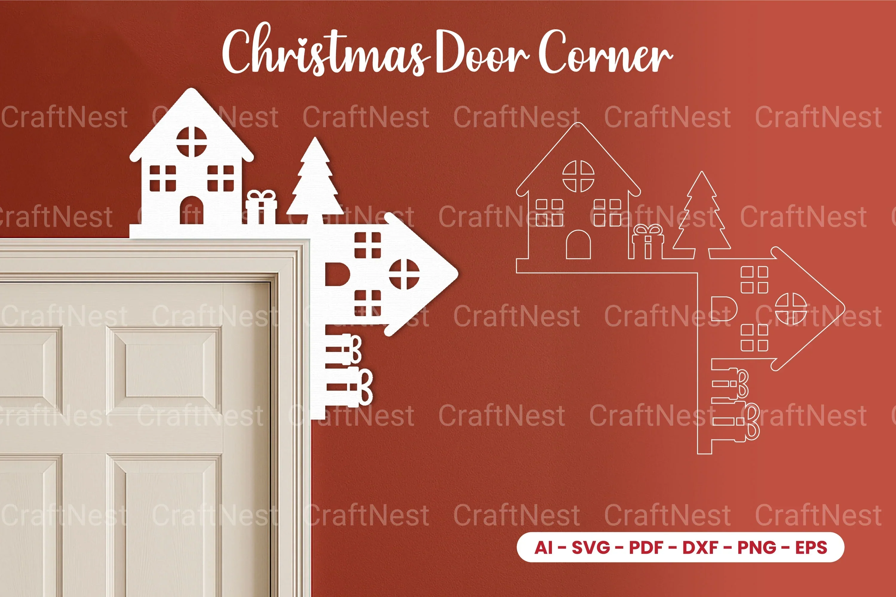 Christmas Door Corner Laser Cut SVG Bundle