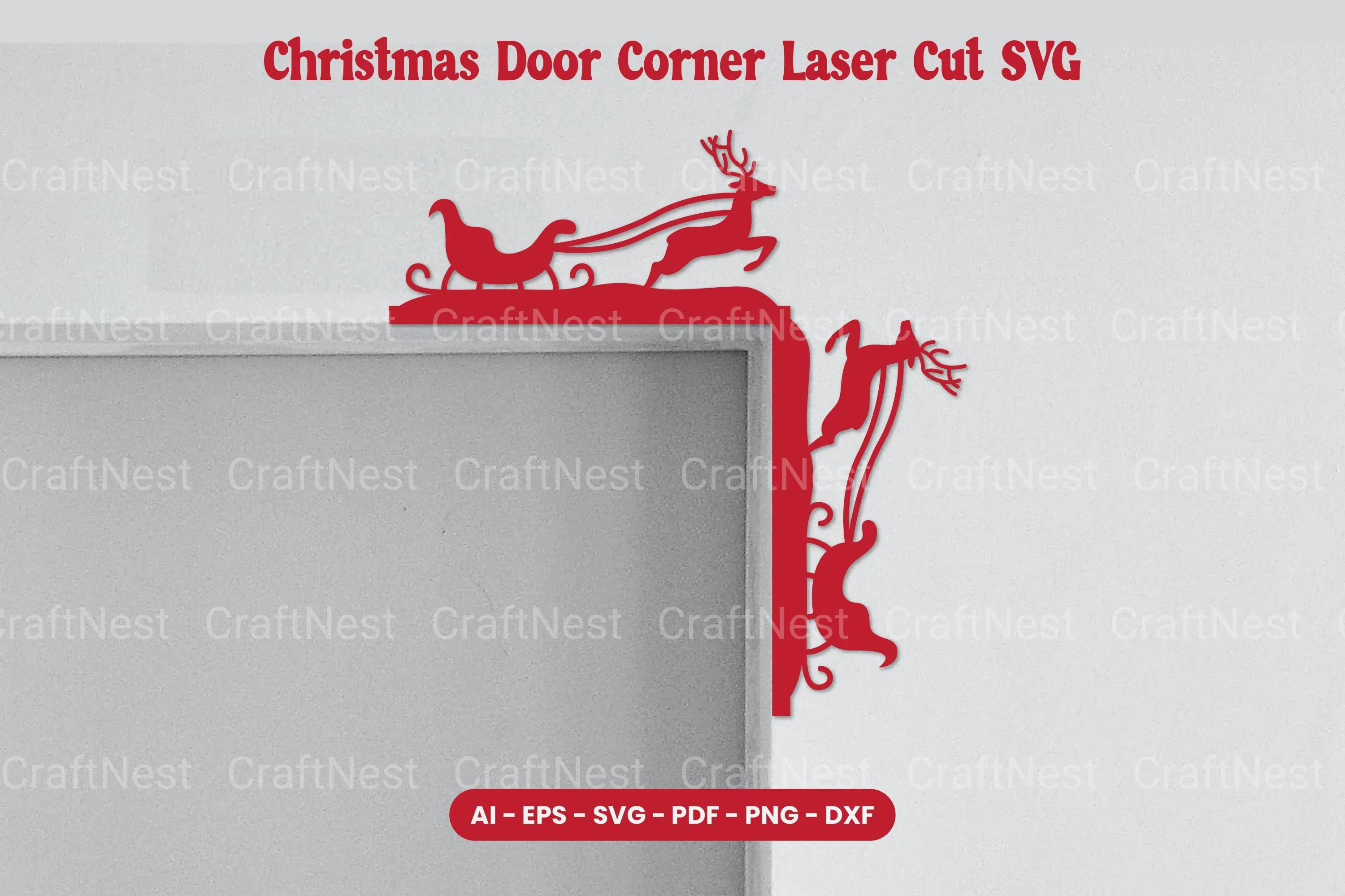 Christmas Door Corner Laser Cut SVG Bundle