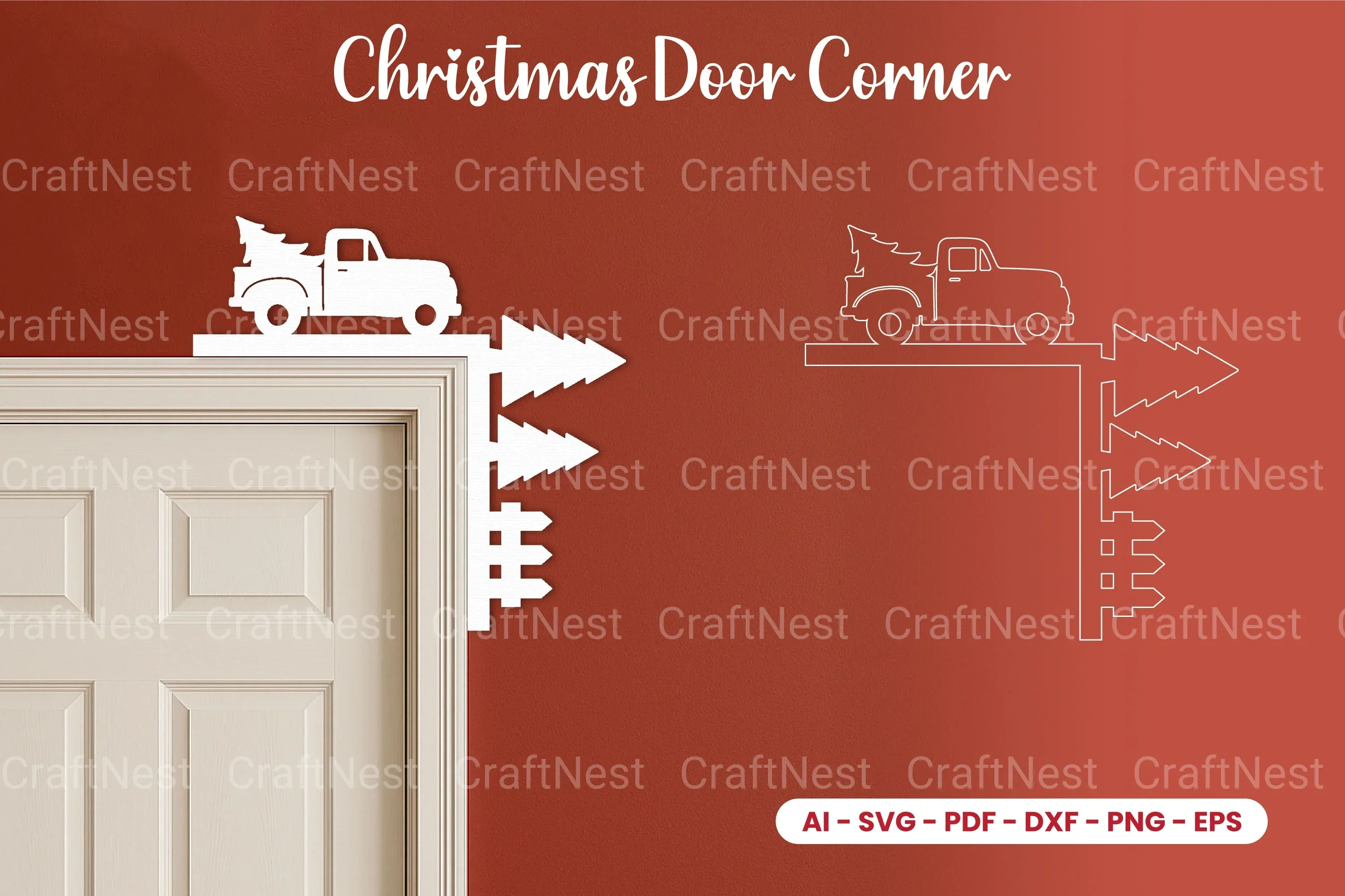 Christmas Door Corner Laser Cut SVG Bundle