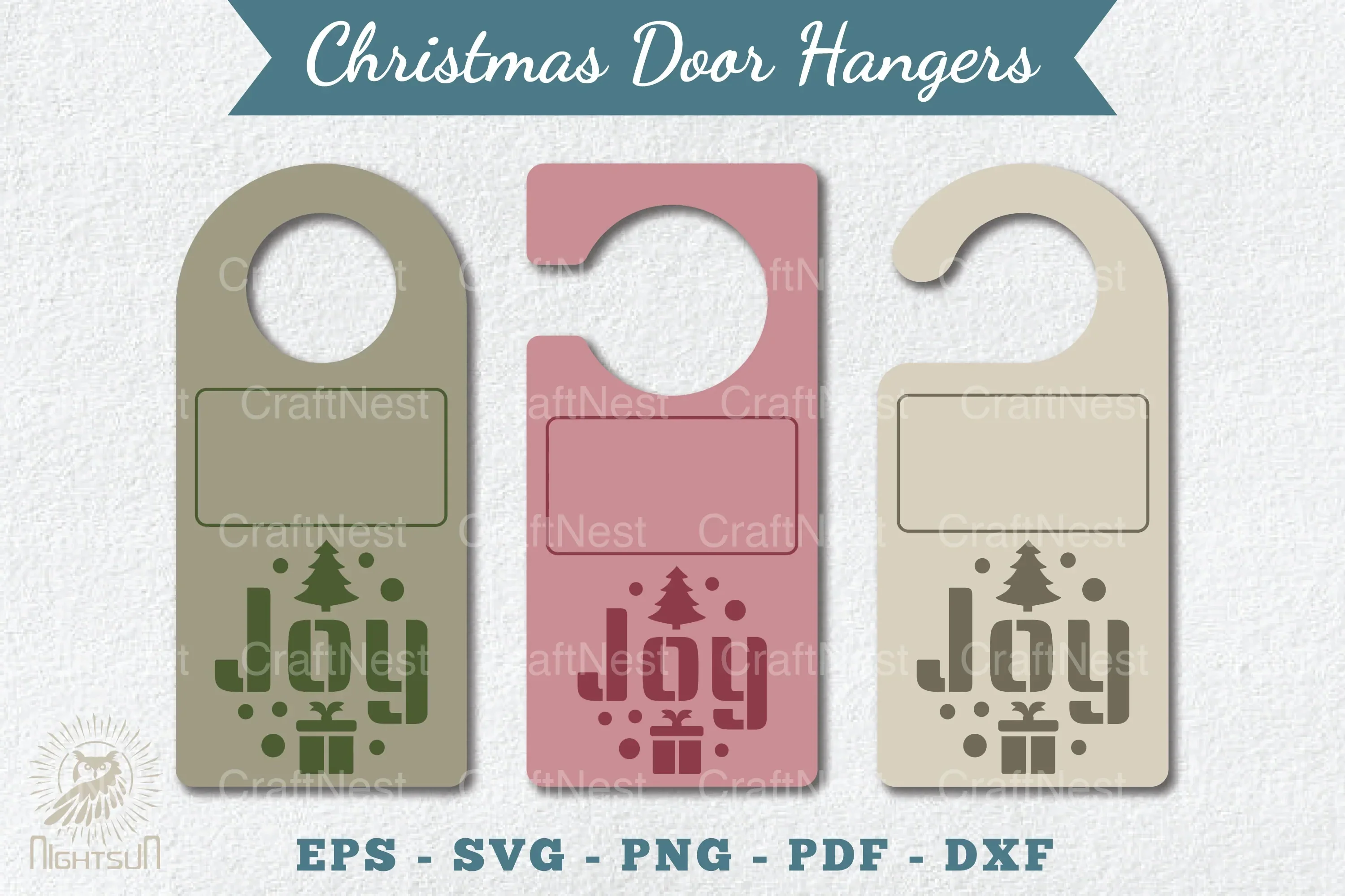 Christmas Door Hangers Set Template Bundle