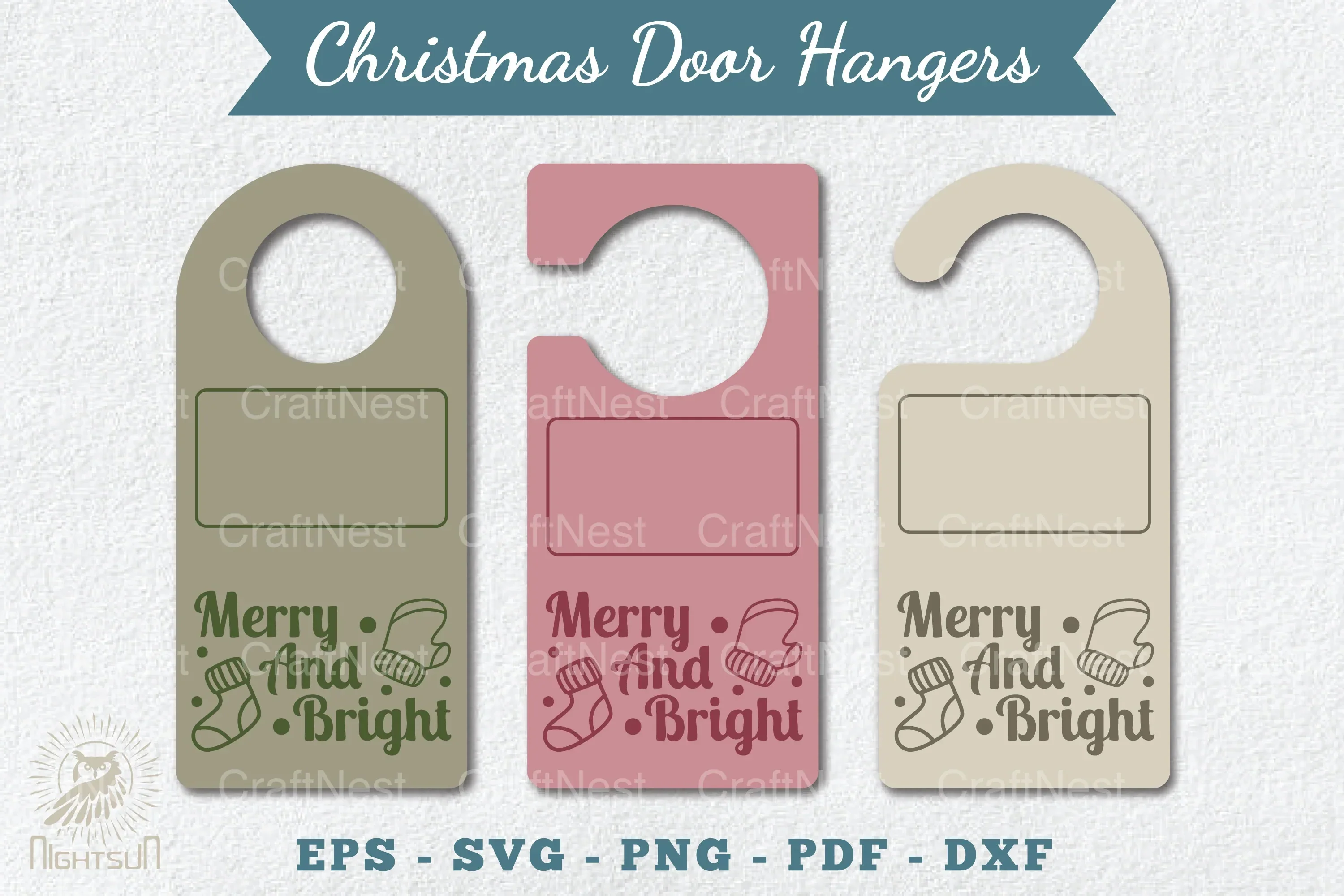 Christmas Door Hangers Set Template Bundle