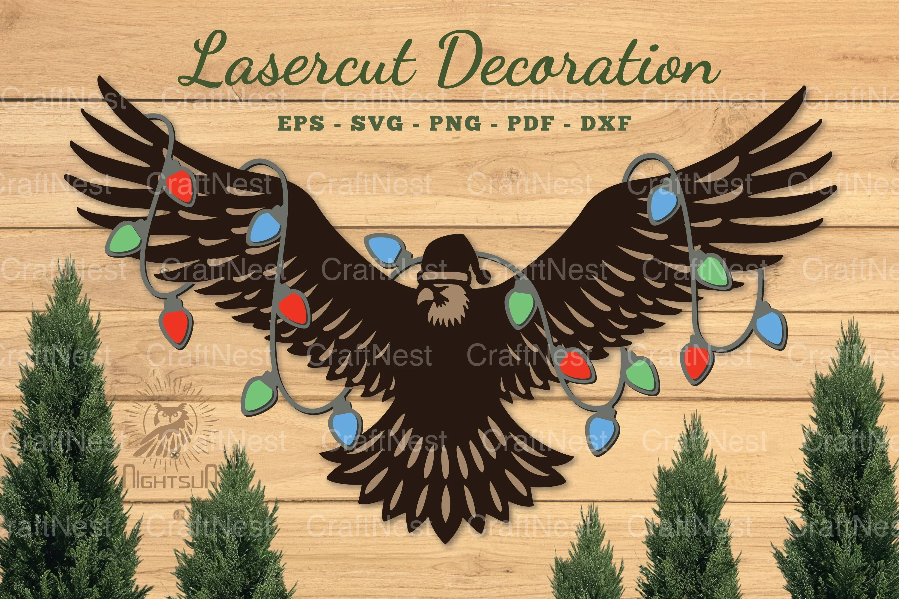 Christmas Eagle Laser Cut Decoration Clipart Bundle