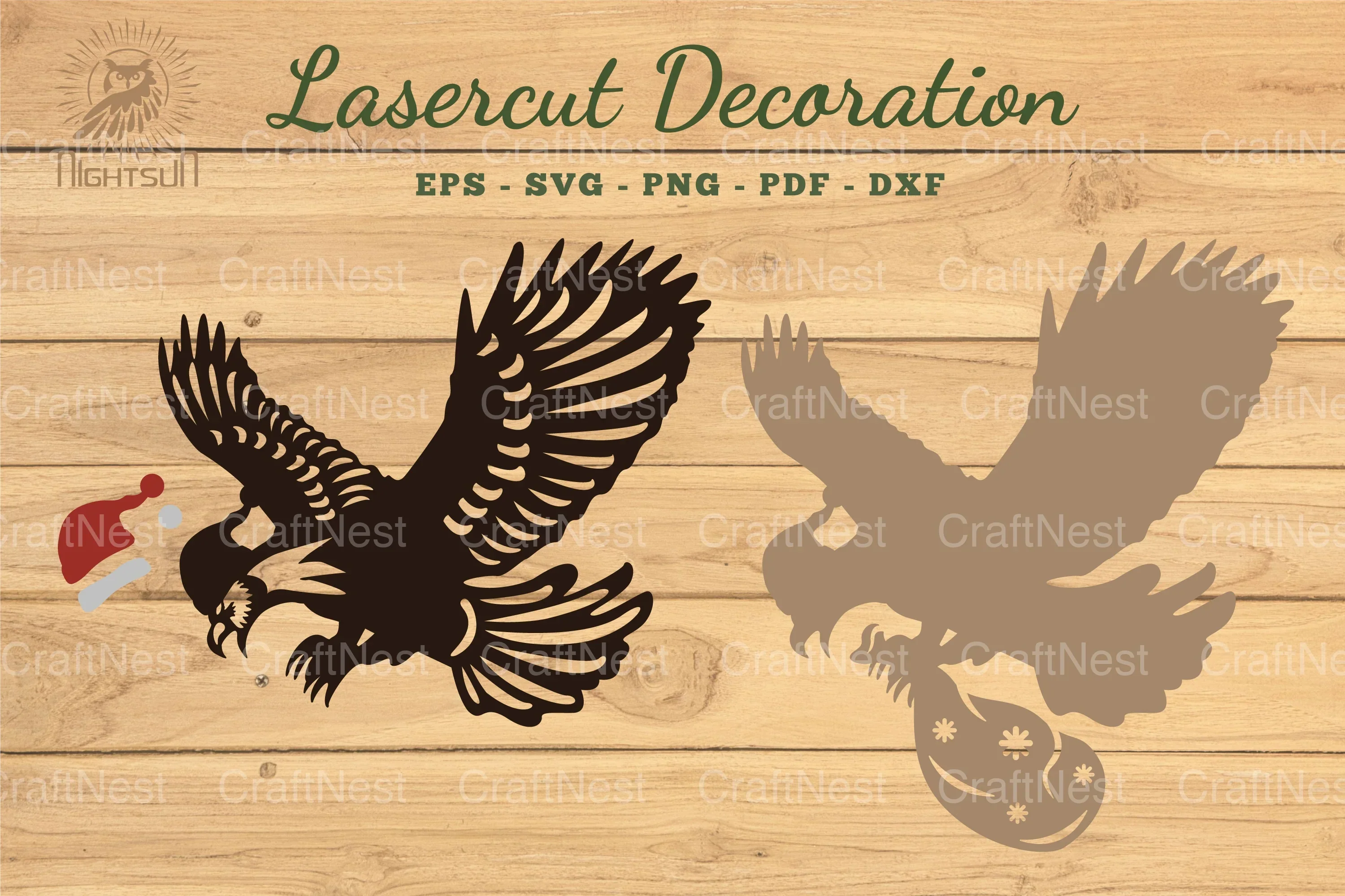 Christmas Eagle Laser Cut Decoration Clipart Bundle - Image 2