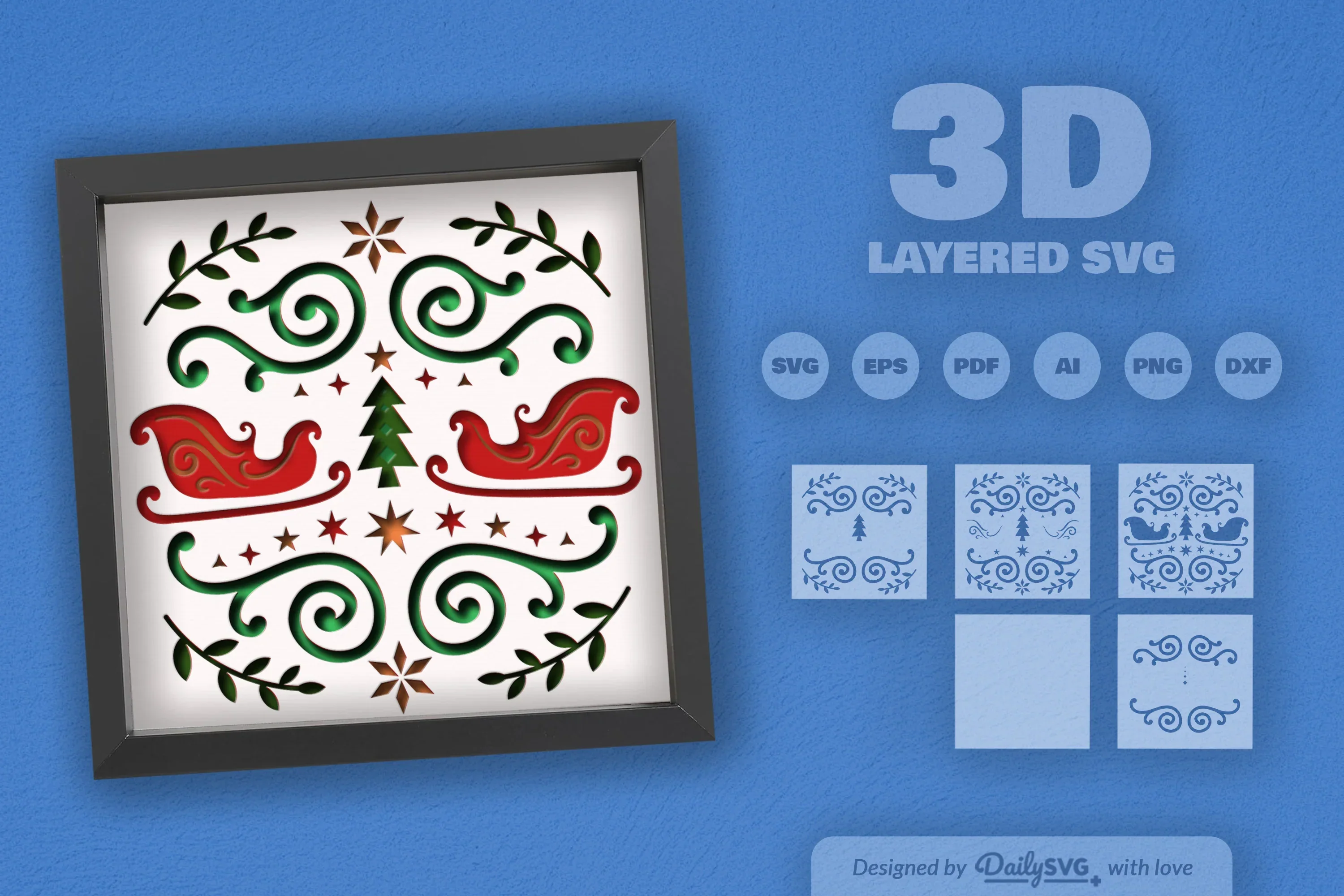 Christmas Folk Art Papercut SVG Bundle - Image 2