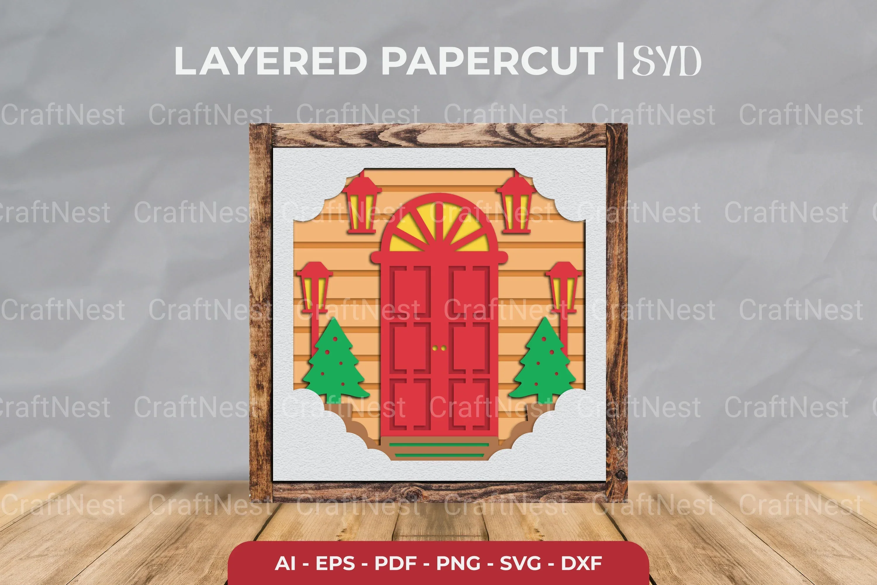 Christmas Front Door 3D Shadow Box SVG Bundle - Image 2