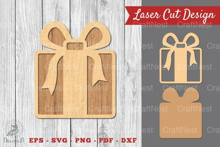 Christmas Gift Box Laser Cut Decoration Clipart Bundle