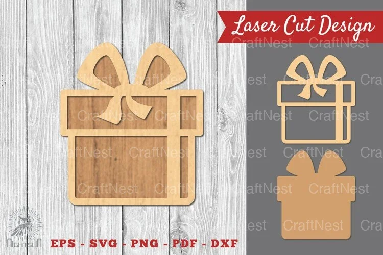 Christmas Gift Box Laser Cut Decoration Clipart Bundle