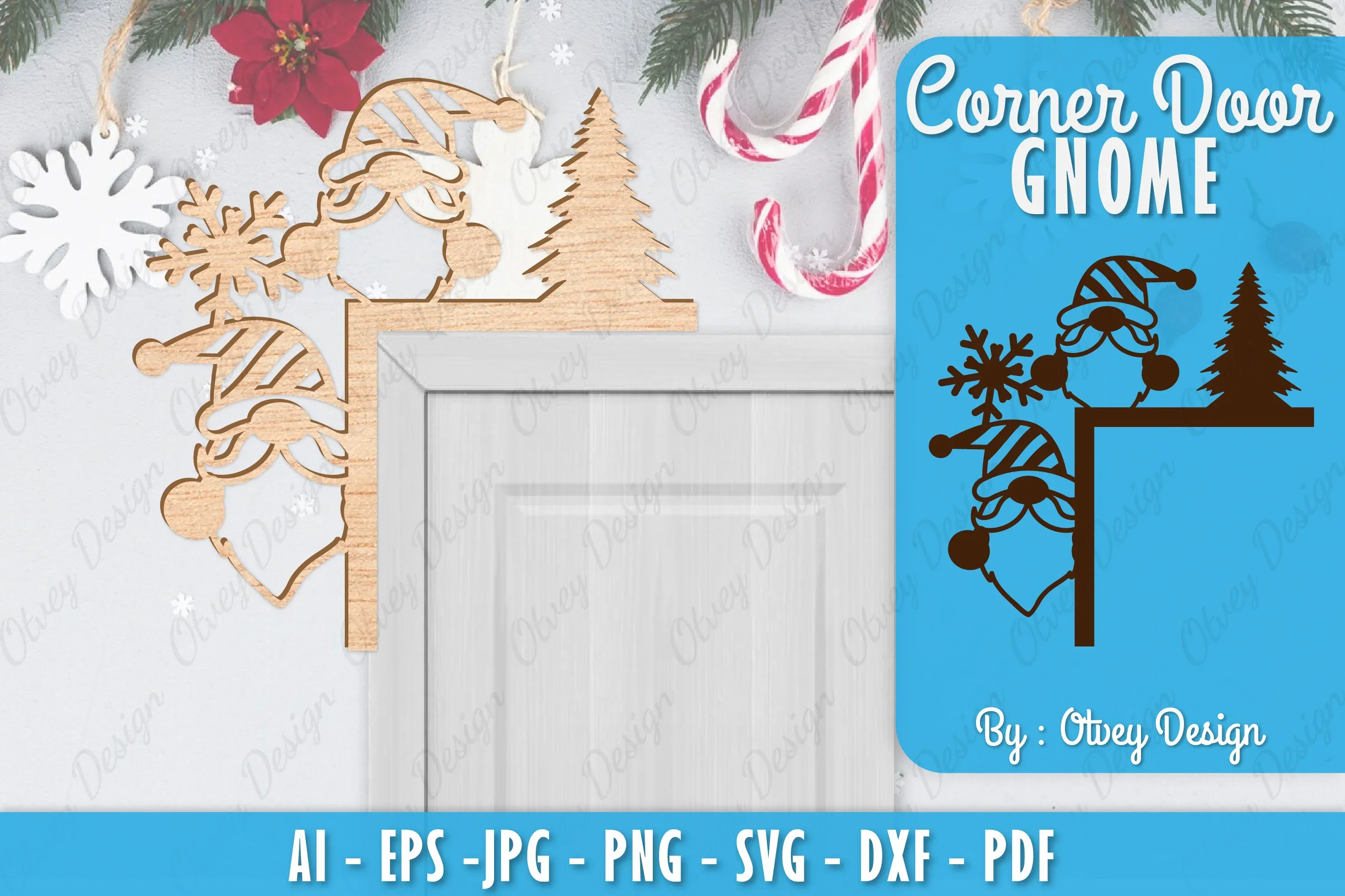 Christmas Gnome Door Corner Lasercut SVG Bundle