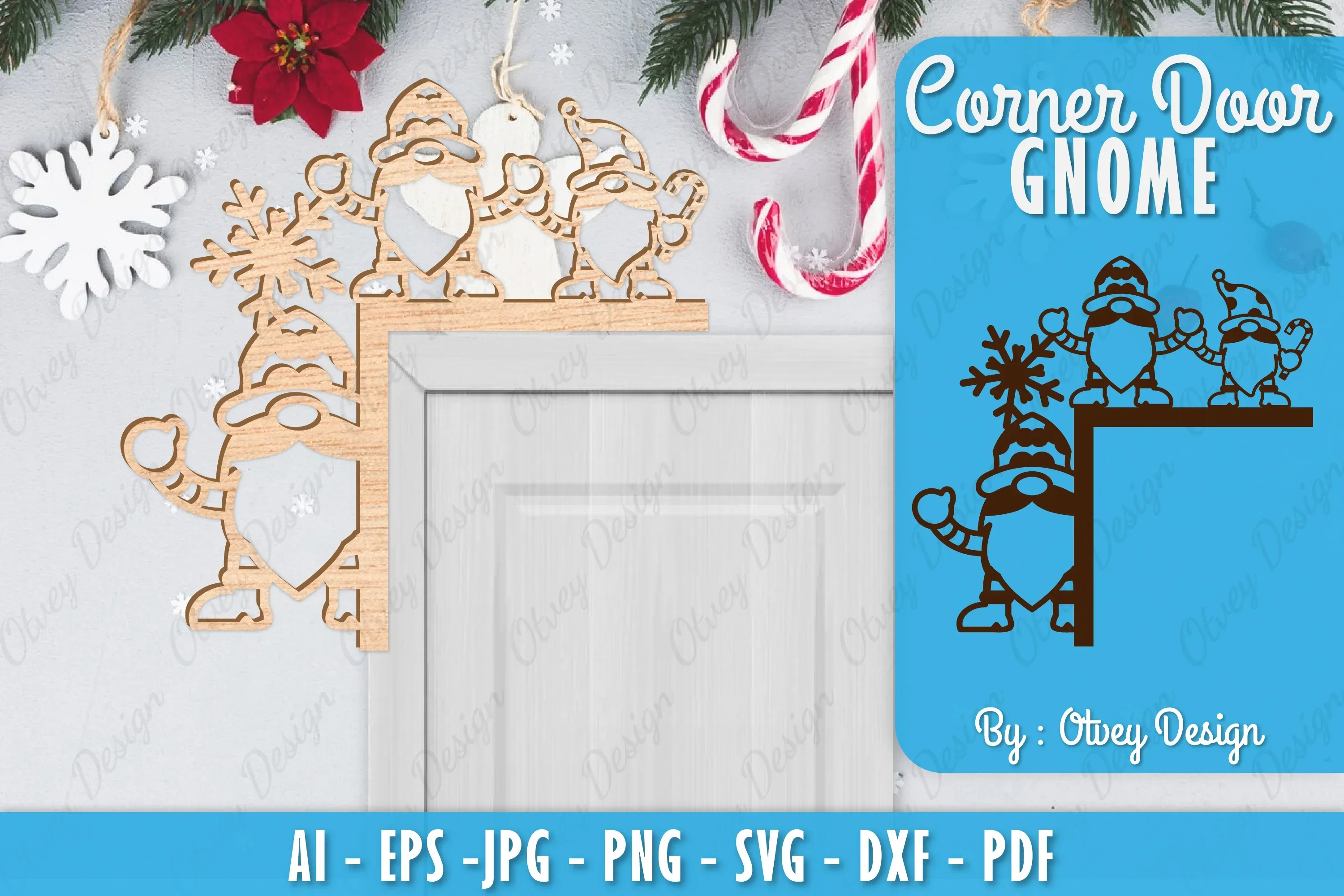 Christmas Gnome Door Corner Lasercut SVG Bundle