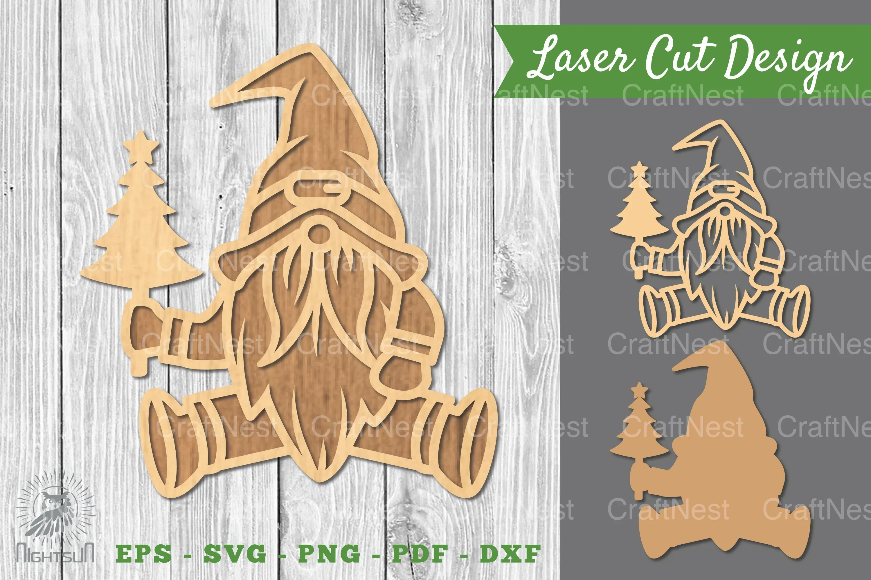 Christmas Gnome Laser Cut Decoration Clipart Bundle