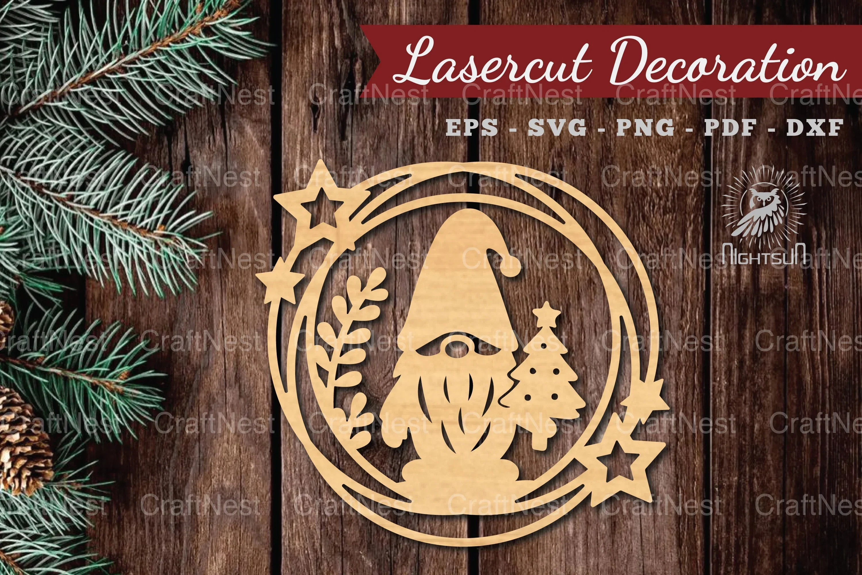 Christmas Gnome Laser Cut Round SVG Bundle