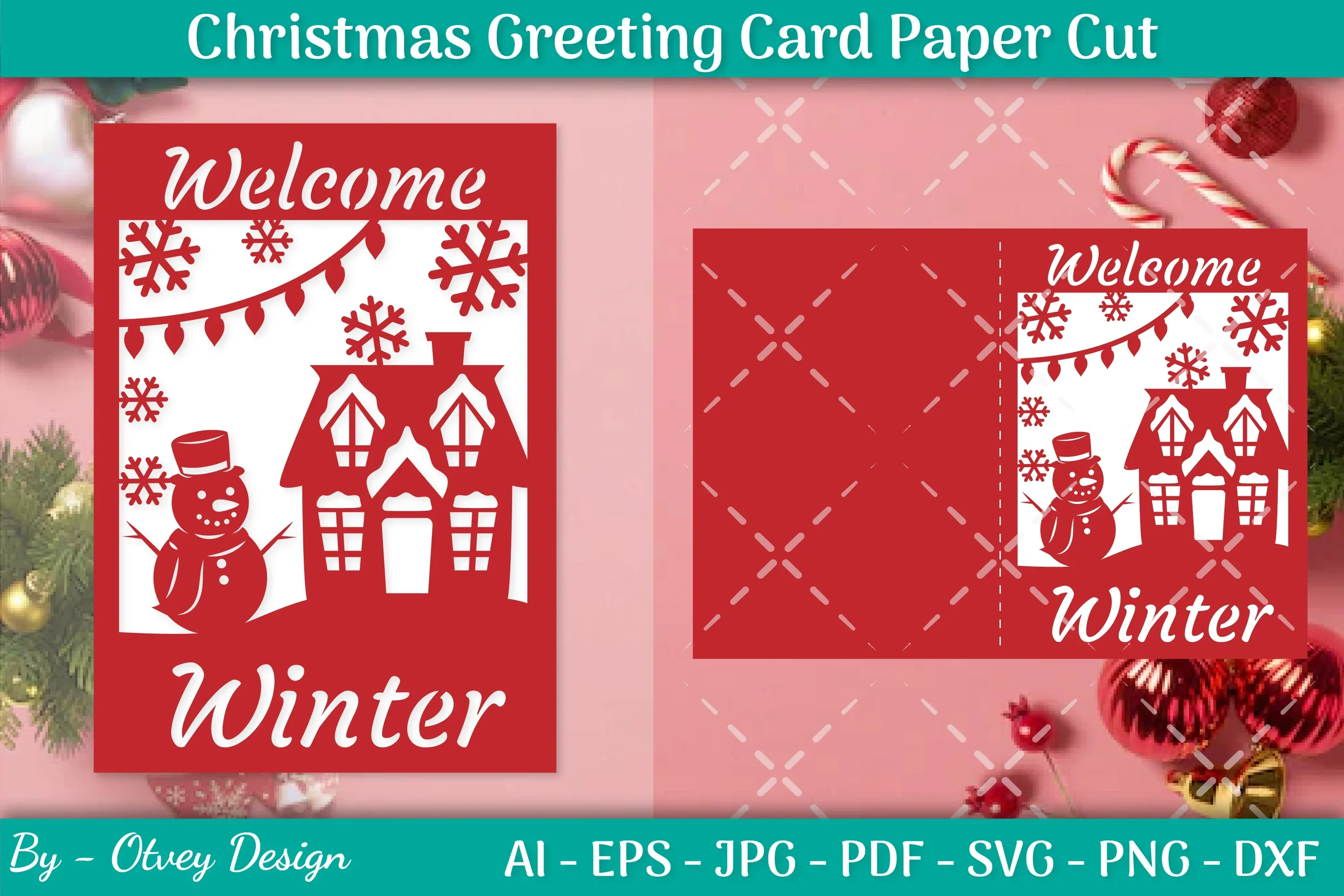 Christmas Greeting Card Paper Cut SVG Bundle