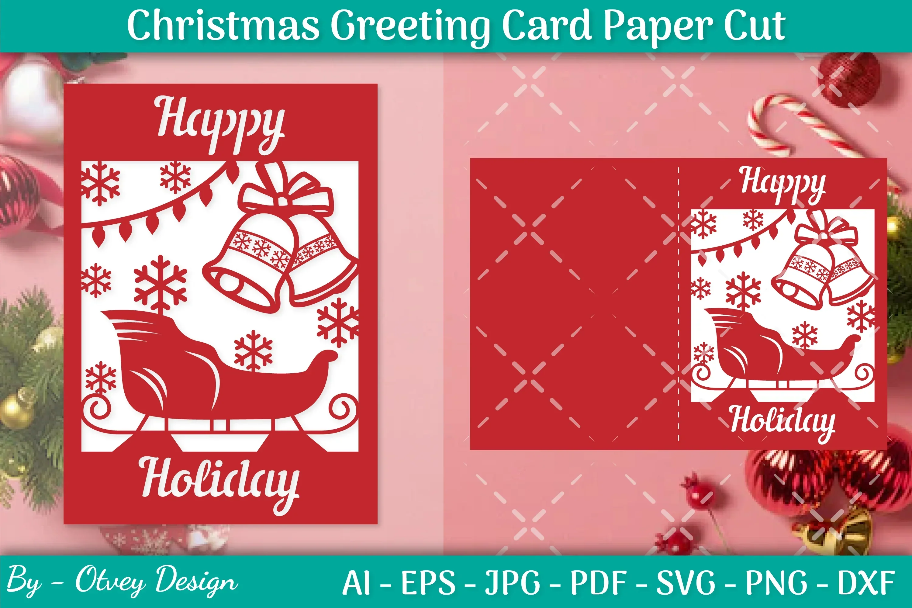 Christmas Greeting Card Paper Cut SVG Bundle