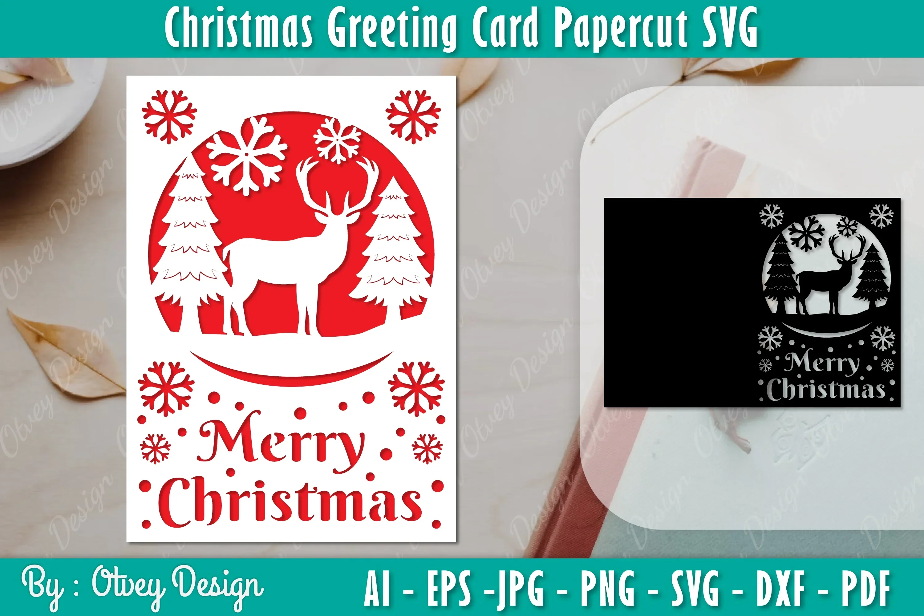 Christmas Greeting Card SVG Template Bundle