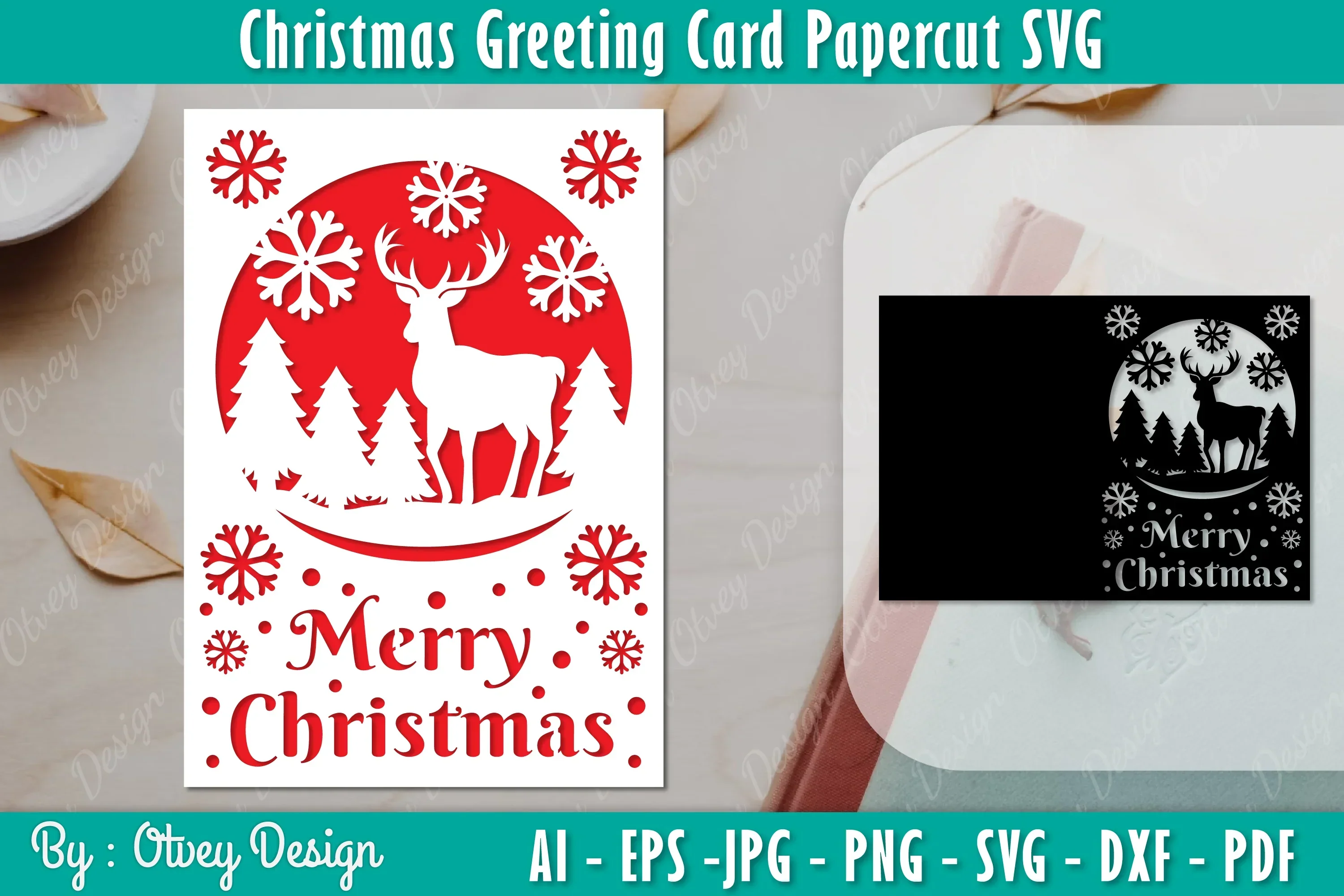 Christmas Greeting Card SVG Template Bundle